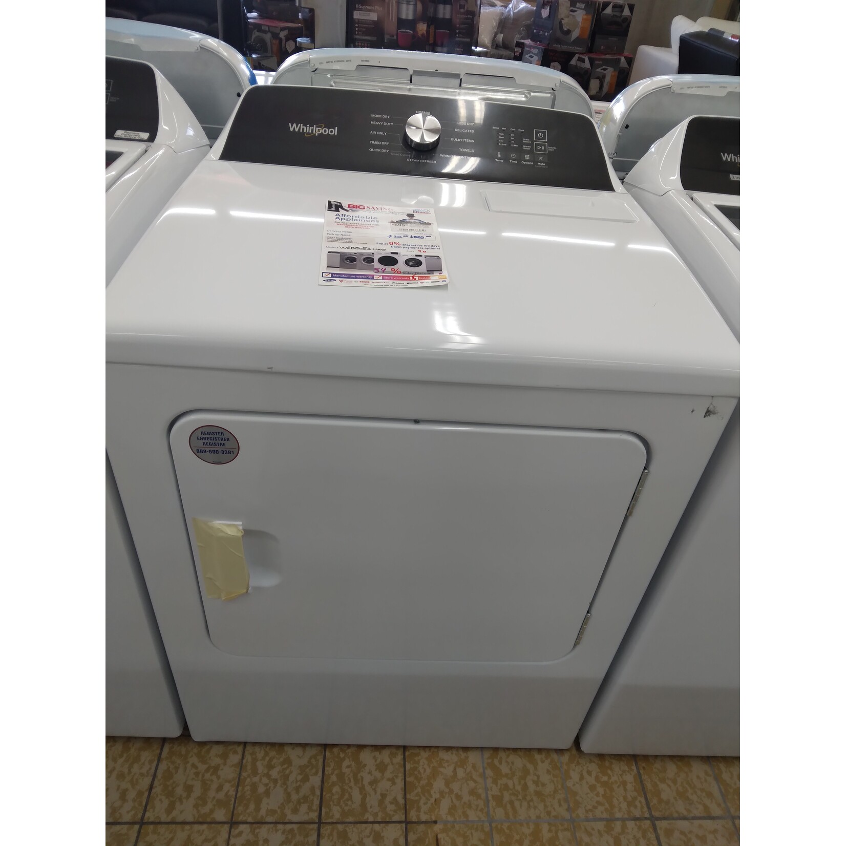 Whirlpool WED5050LW Whirlpool  7-cu ft Steam Cycle Electric Dryer (White)