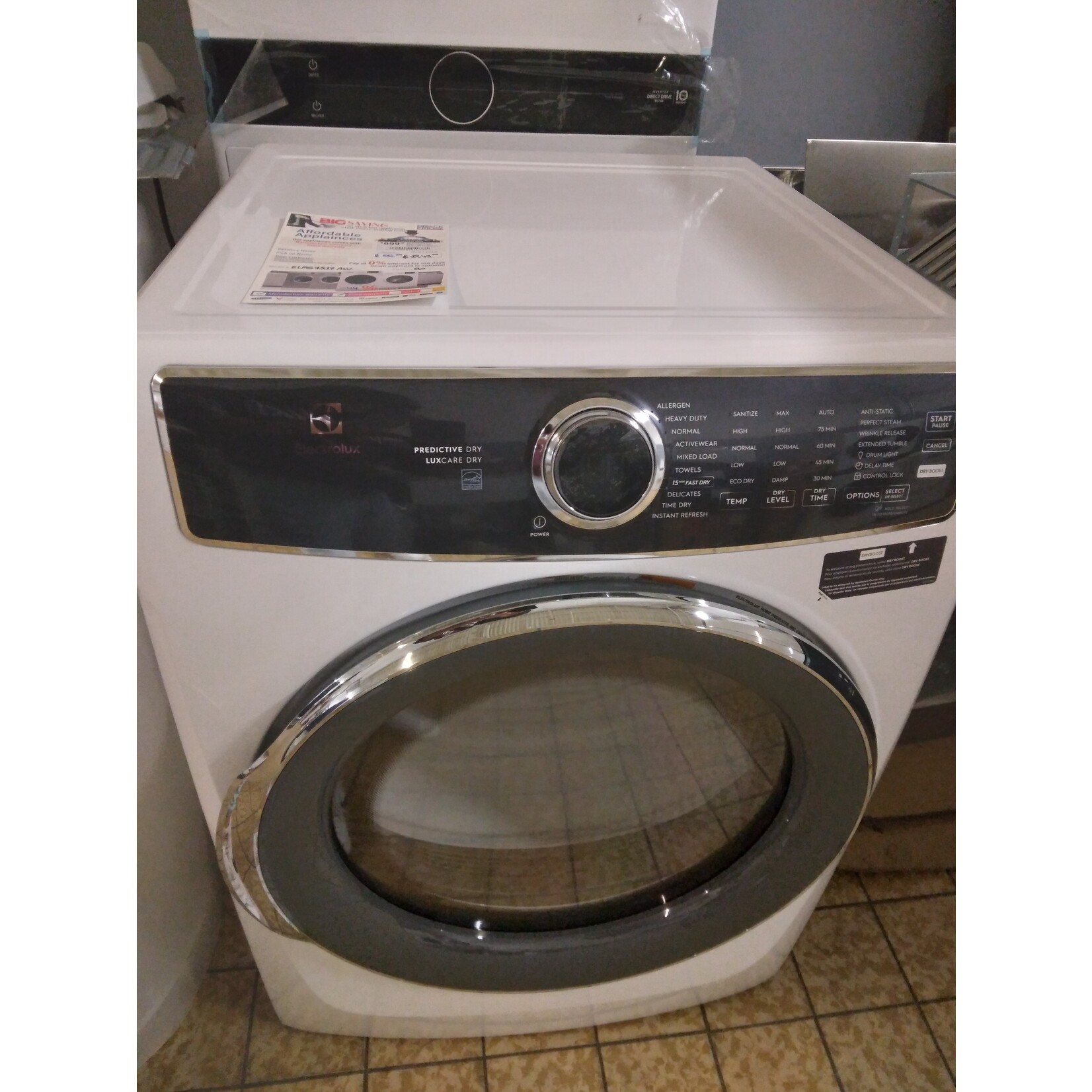 Electrolux ELFGW7537AW 8 cu. ft. White Front Load Perfect Steam Gas Dryer with LuxCare Dry and Instant Refresh