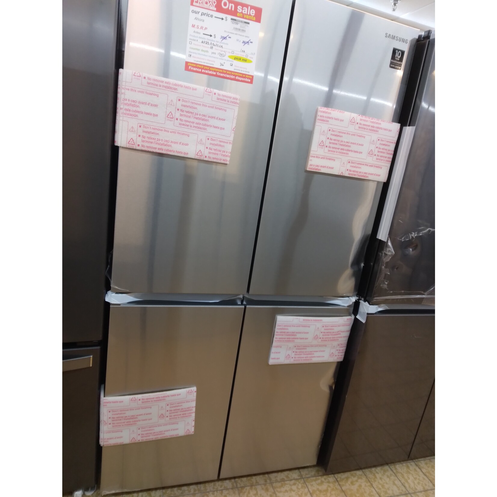 SAMSUNG #*RF29A9071SR  SAMSUNG 29.2 cu. ft. 4-Door Flex French Door Smart Refrigerator in Fingerprint Resistant Stainless Steel, Standard Depth