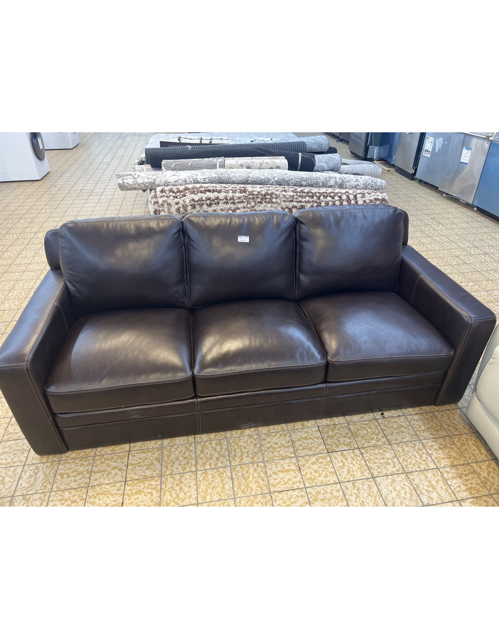 Simon Li Chanton Leather Sofa brown color 3 seats