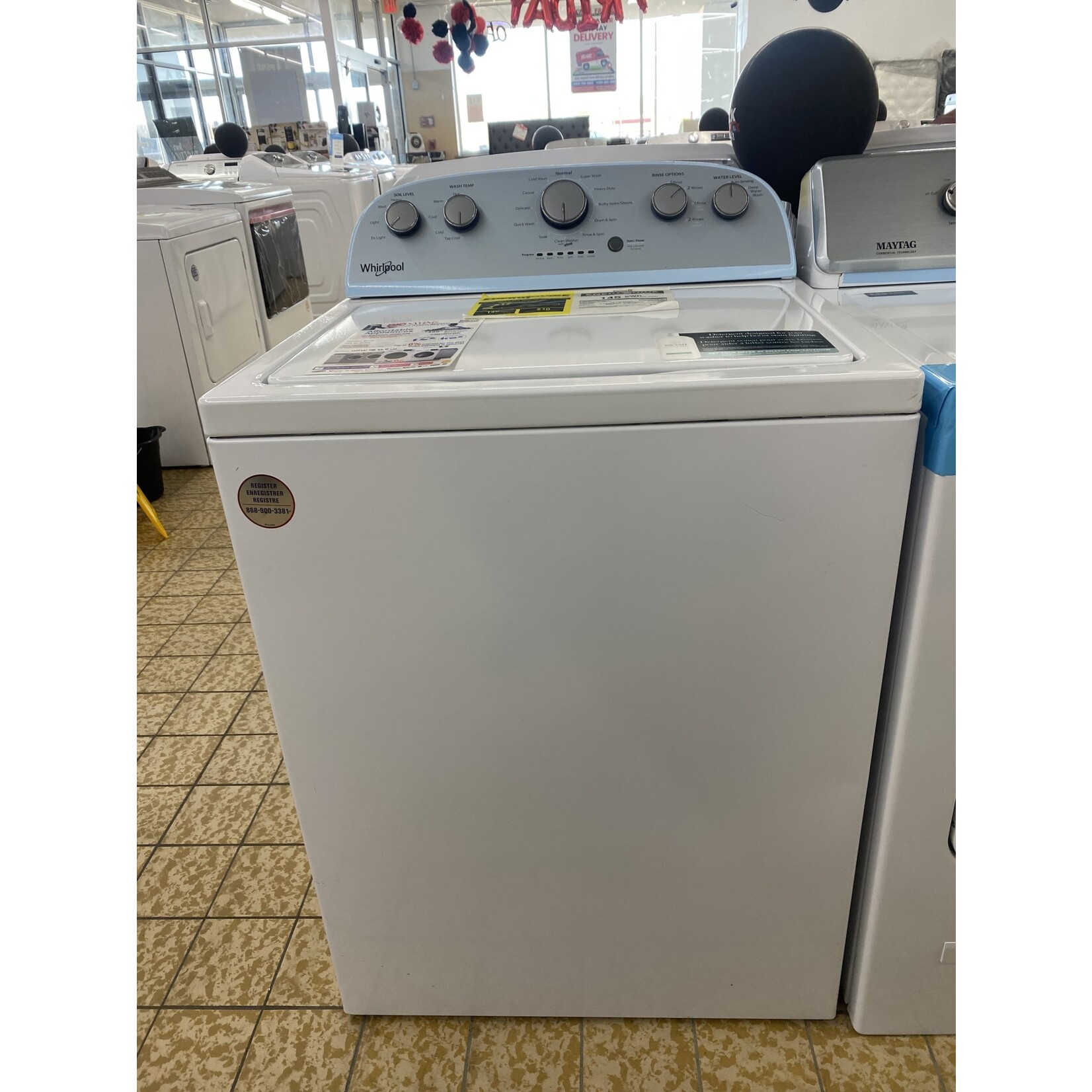 Whirlpool *USED 15 DAYS WARRANTY WTW4816FW Whirlpool 3.5-cu ft High Efficiency Agitator Top-Load Washer (White)