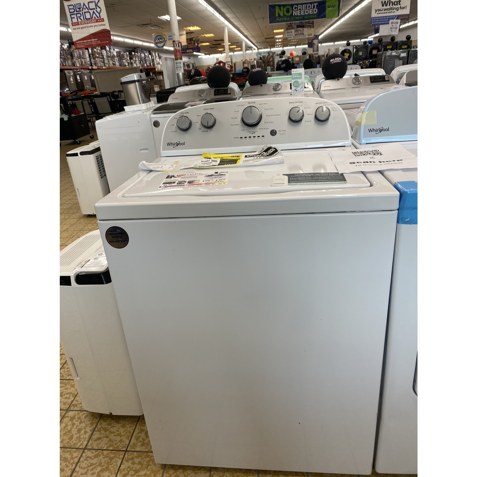 Whirlpool *USED 15 DAYS WARRANTY WTW4816FW Whirlpool 3.5-cu ft High Efficiency Agitator Top-Load Washer (White)