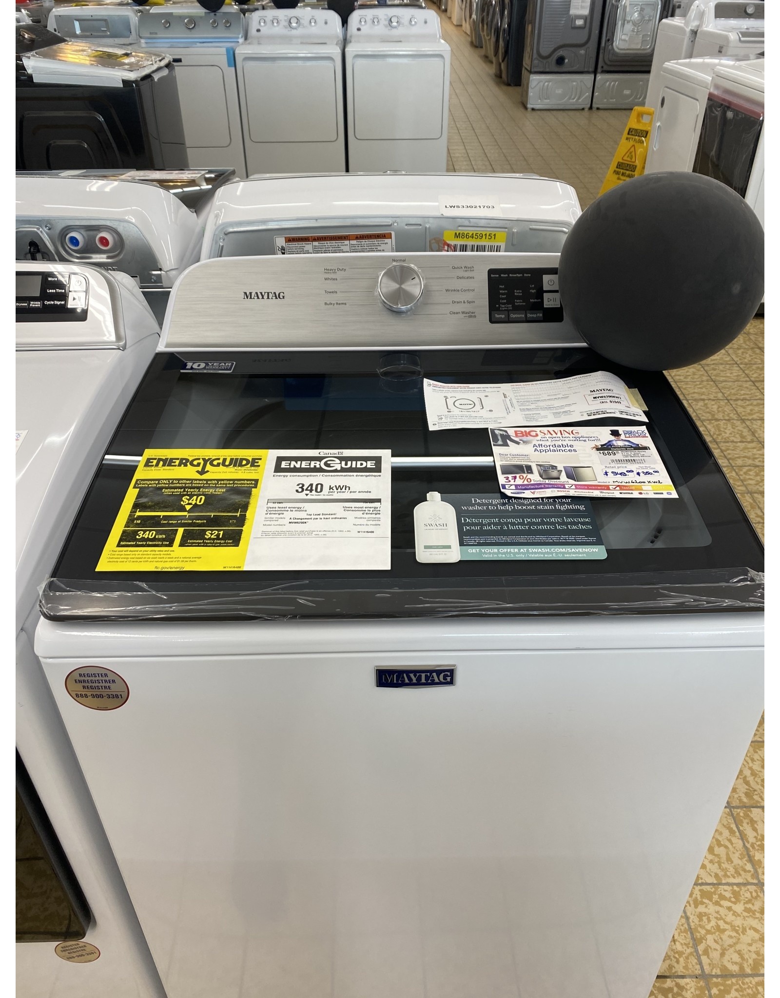 MAYTAG MVW6230HW Maytag 4.7 cu. ft. Smart Capable White Top Load Washing Machine with Extra Power Button and Deep Fill Option