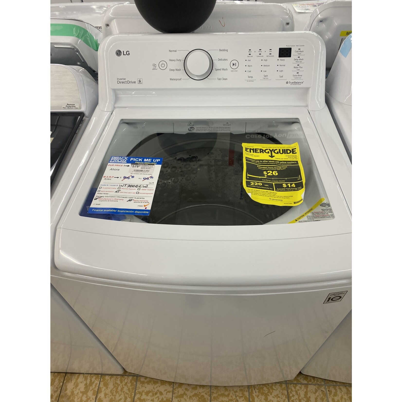 LG #WT7000CW - LG 4.5 cu. ft. Ultra Large Capacity Top Load Washer with Impeller & TurboDrum™ Technology