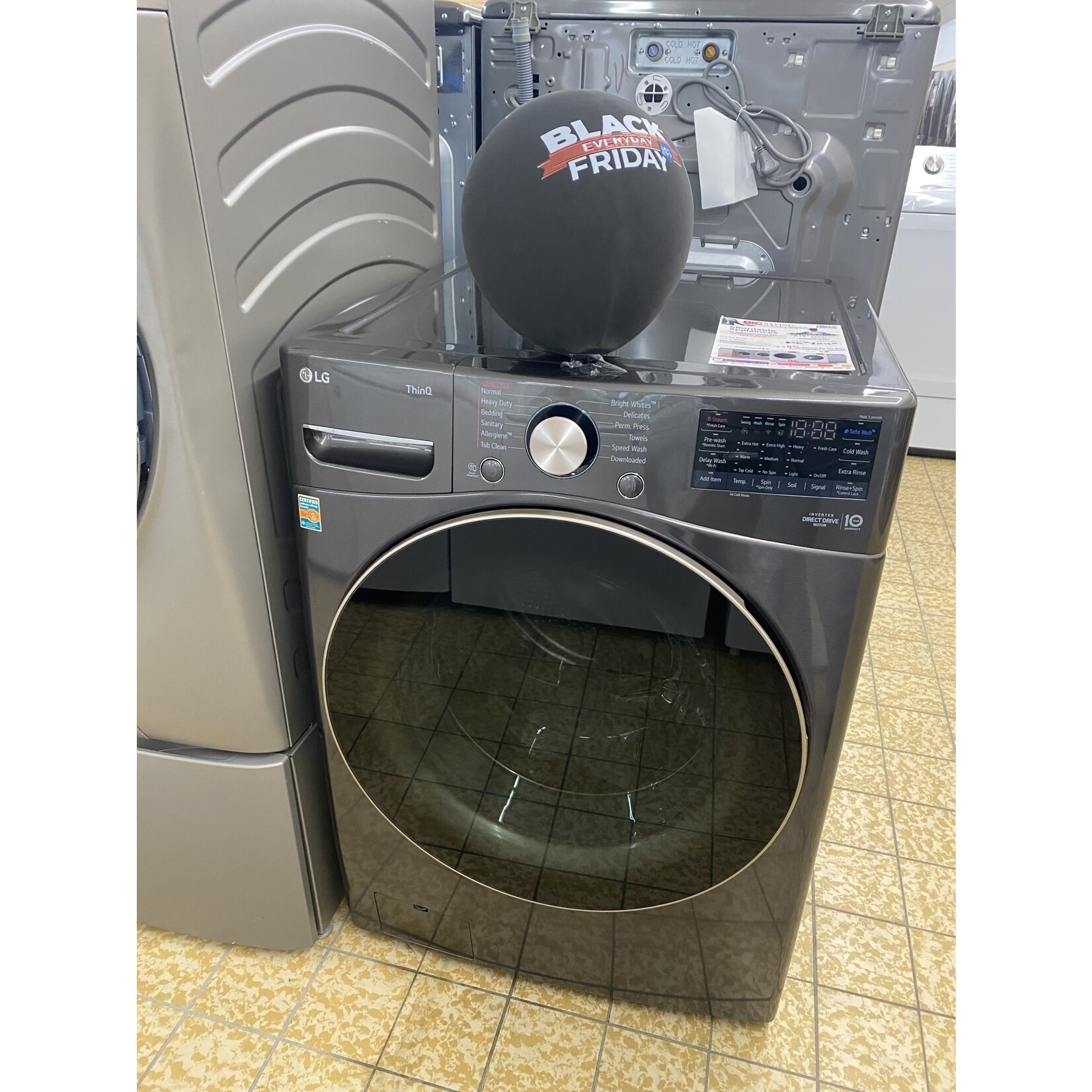 LG #WM4000HBA 27 in. 4.5 cu. ft. Black Steel Ultra Capacity Front Load Washing Machine with TurboWash360