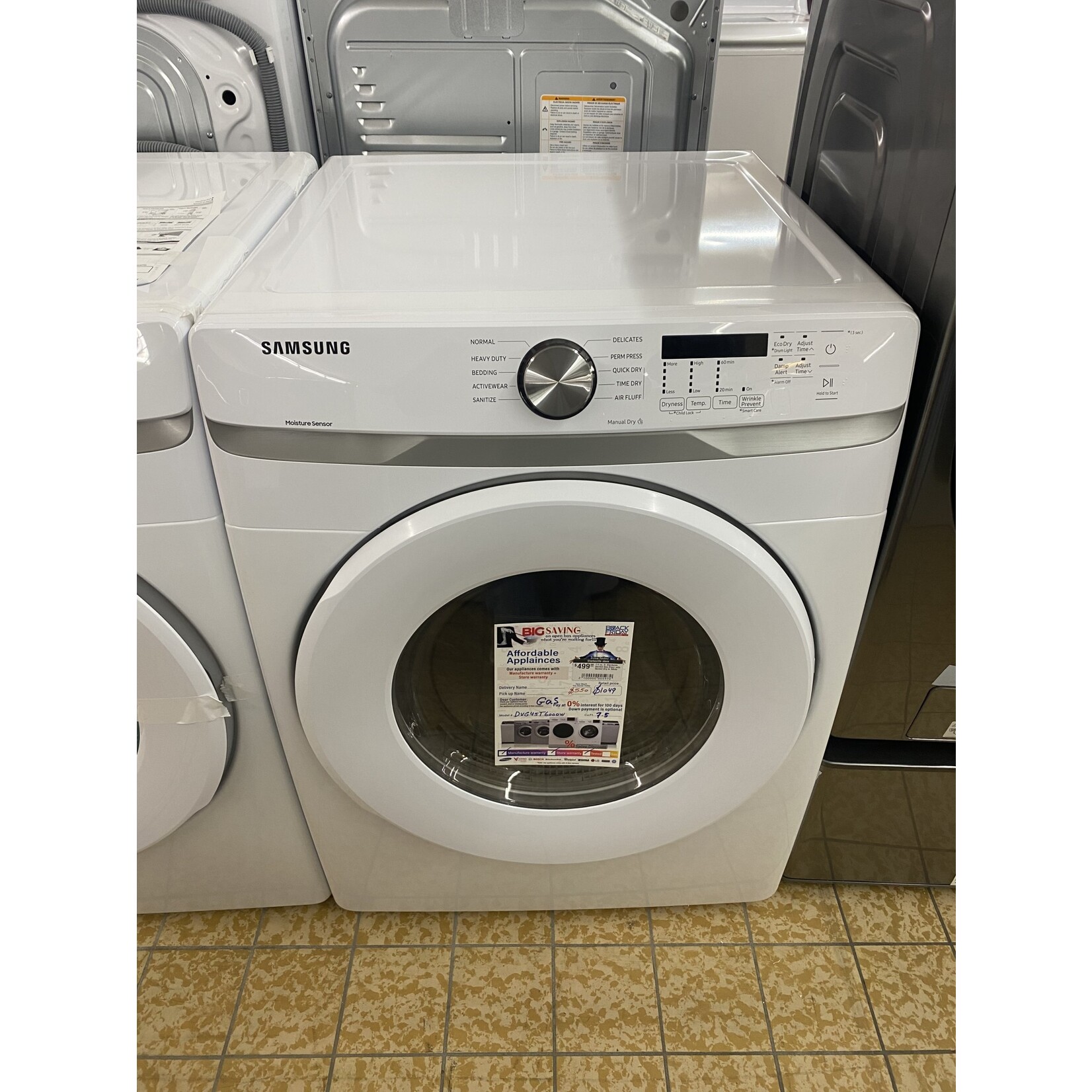SAMSUNG DVG45T6000W 7.5 cu. ft. 120-Volt White Gas Dryer with Sensor Dry
