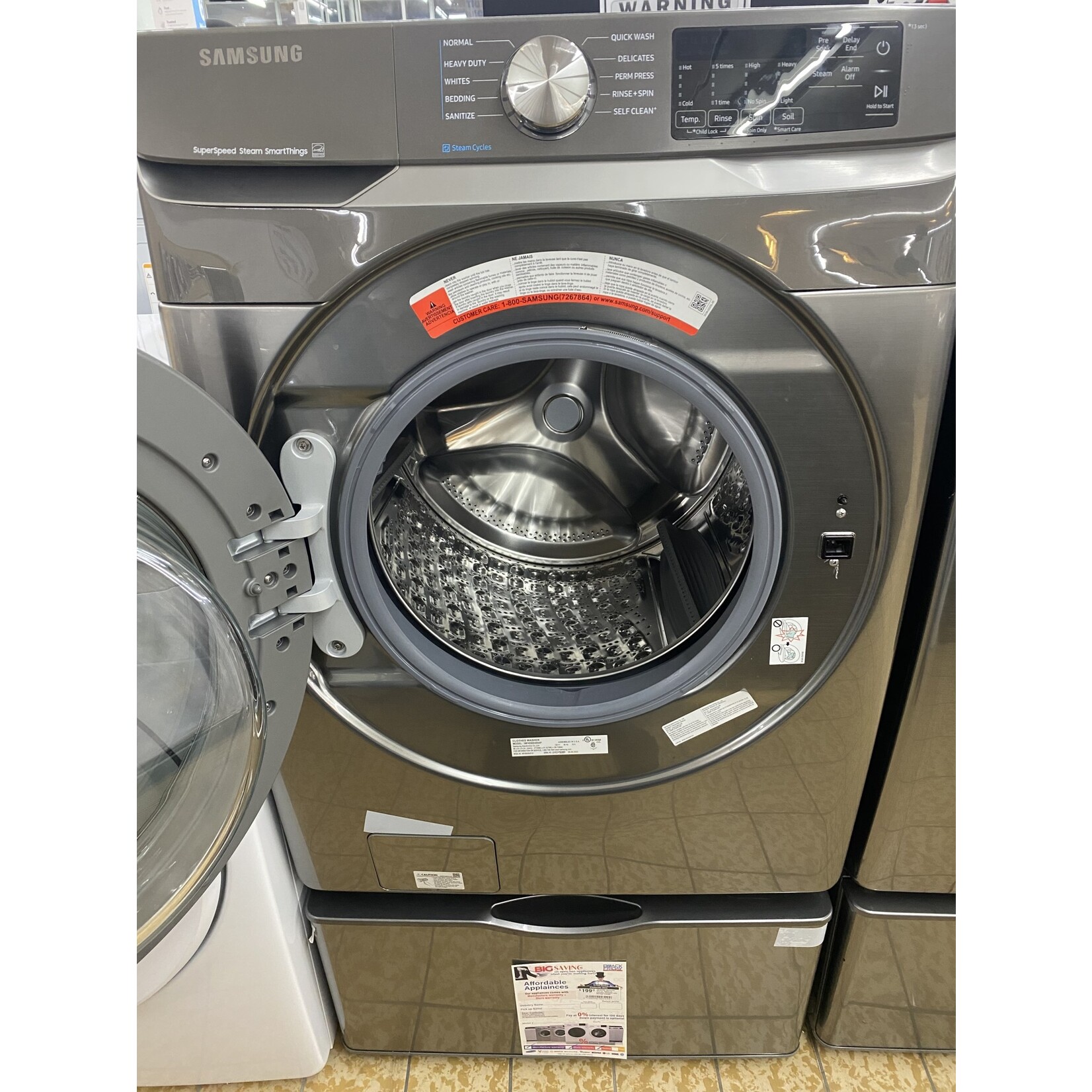 SAMSUNG *WF45B6300AP 4.5 cu. ft. Smart High-Efficiency Front Load Washer with Super Speed in Platinum
