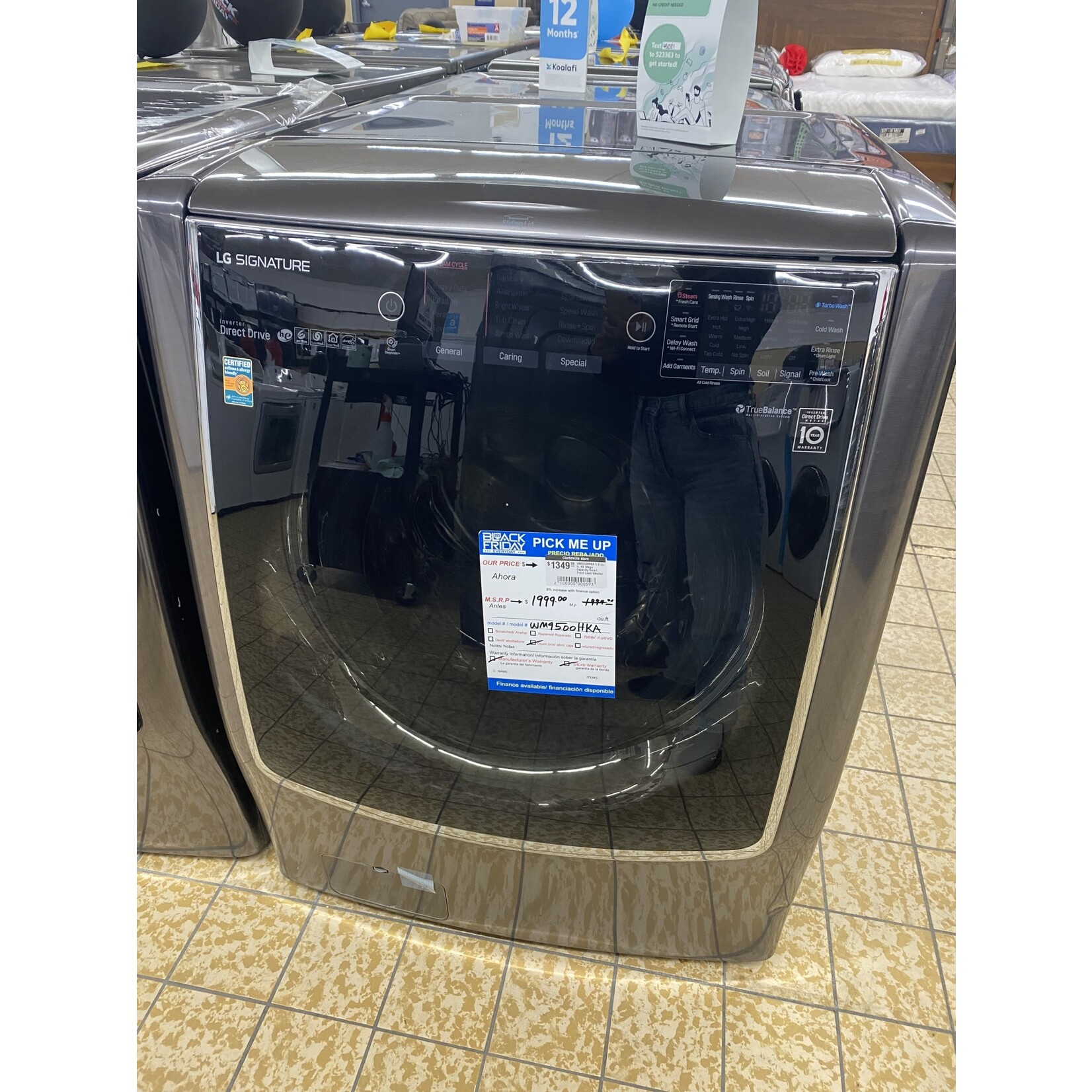 LG Electronics #*WM9500HKA 5.8 cu. ft. HE Mega Capacity Smart Front Load Washer with TurboWash & Steam in Black Stainless Steel, ENERGY STAR