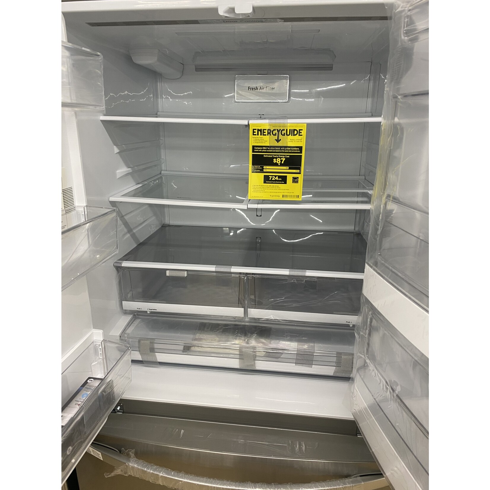 LG Electronics #Dent CK LFXS28596S 28 cu. ft. 3 Door French Door Smart Refrigerator with InstaView Door-in-Door in PrintProof Stainless Steel