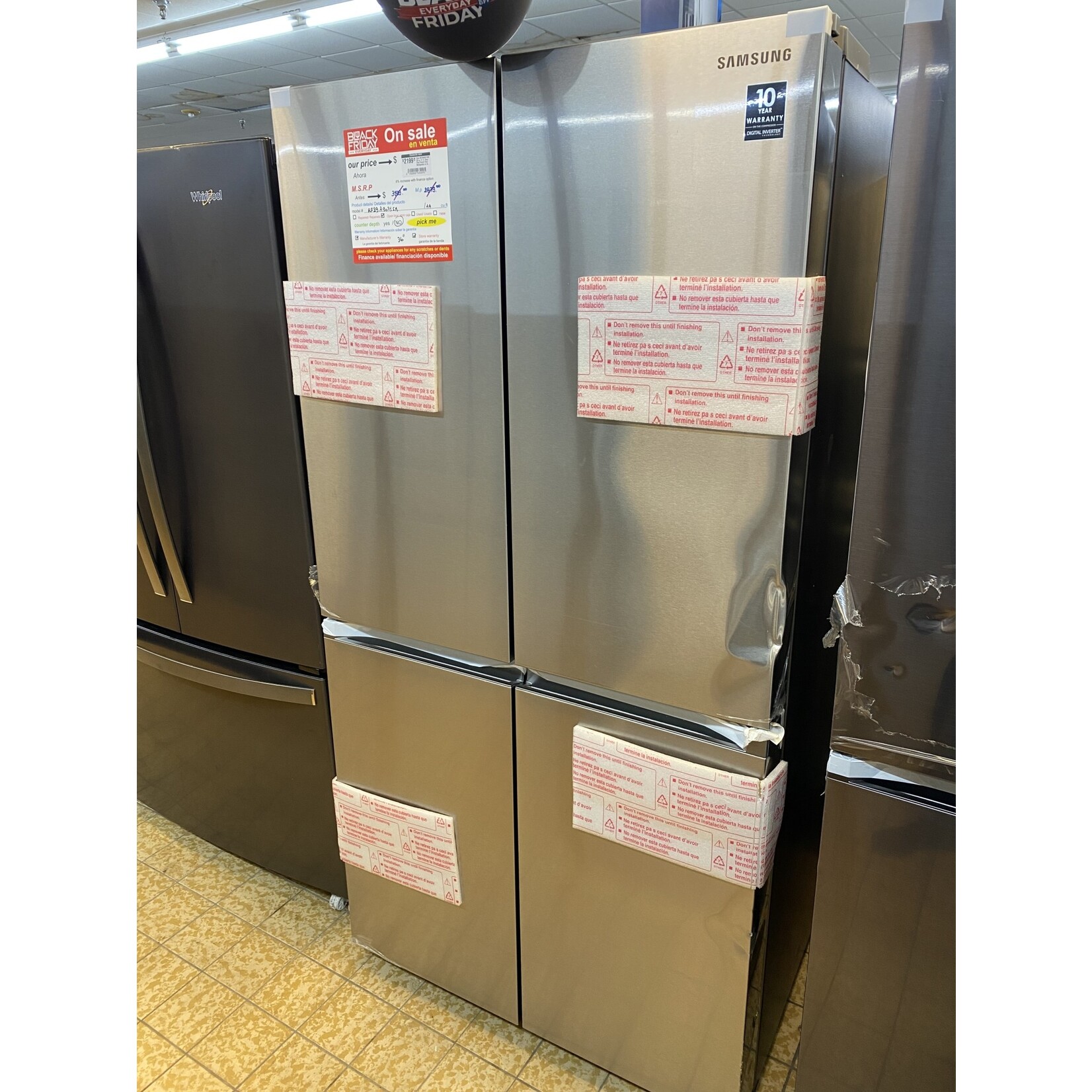 SAMSUNG #*RF29A9071SR  SAMSUNG 29.2 cu. ft. 4-Door Flex French Door Smart Refrigerator in Fingerprint Resistant Stainless Steel, Standard Depth