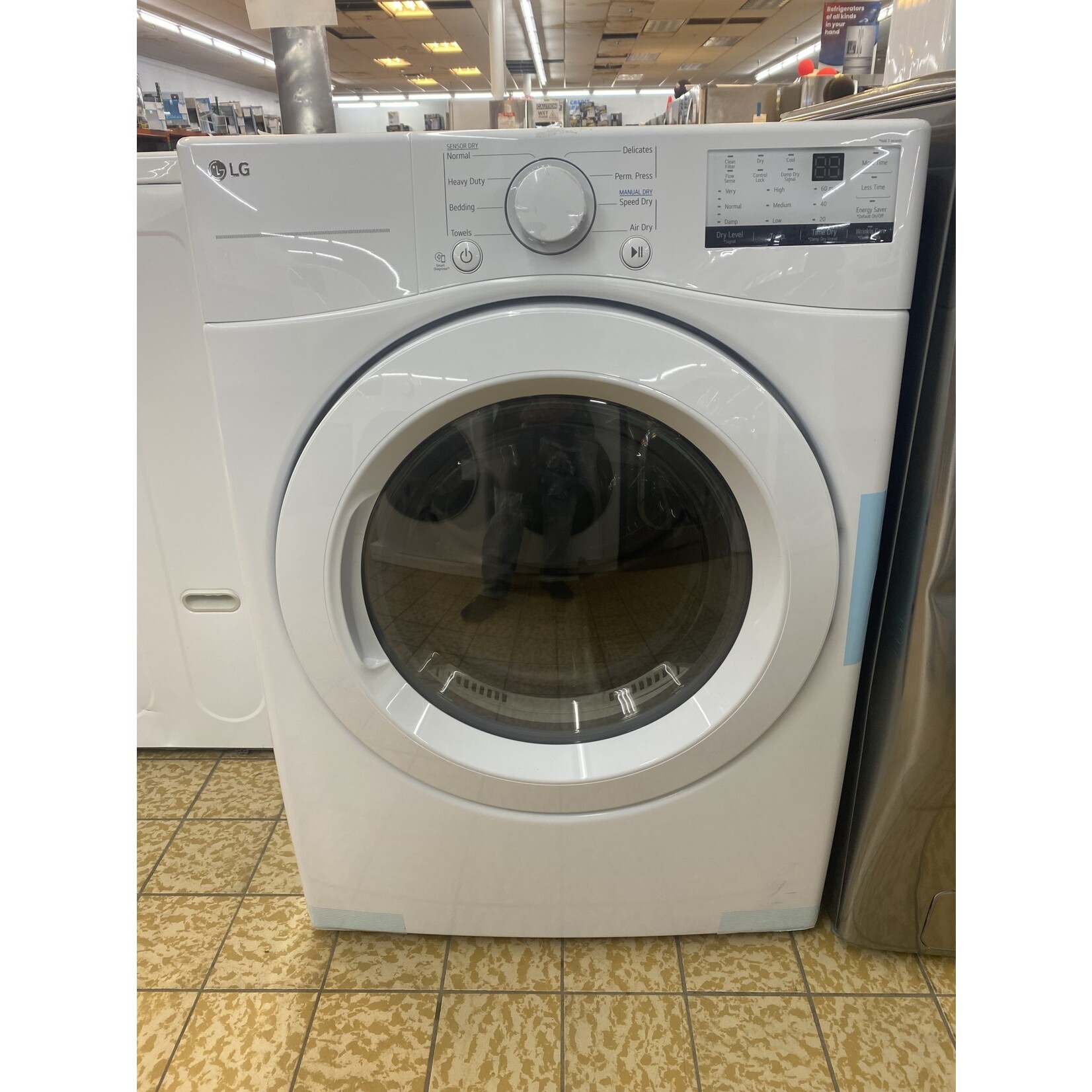 LG Electronics #DLE3400W - LG 7.4 cu. ft. Smart White Electric Vented Dryer with Sensor Dry