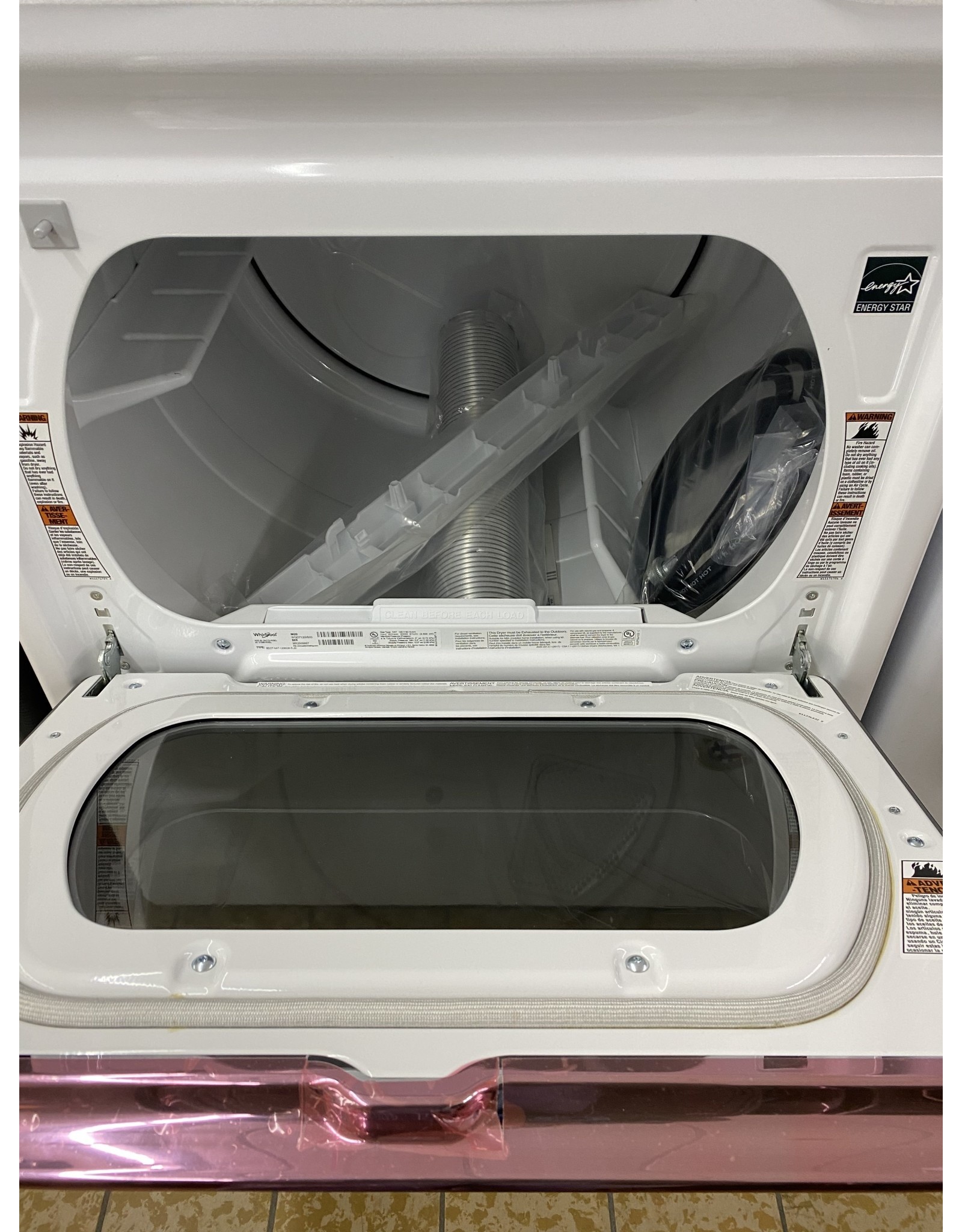 WHIRLPOOL WGD7120HW 7.4 cu. ft. 120-Volt Smart Gas Vented Dryer in White with a Hamper Door and Steam, ENERGY STAR