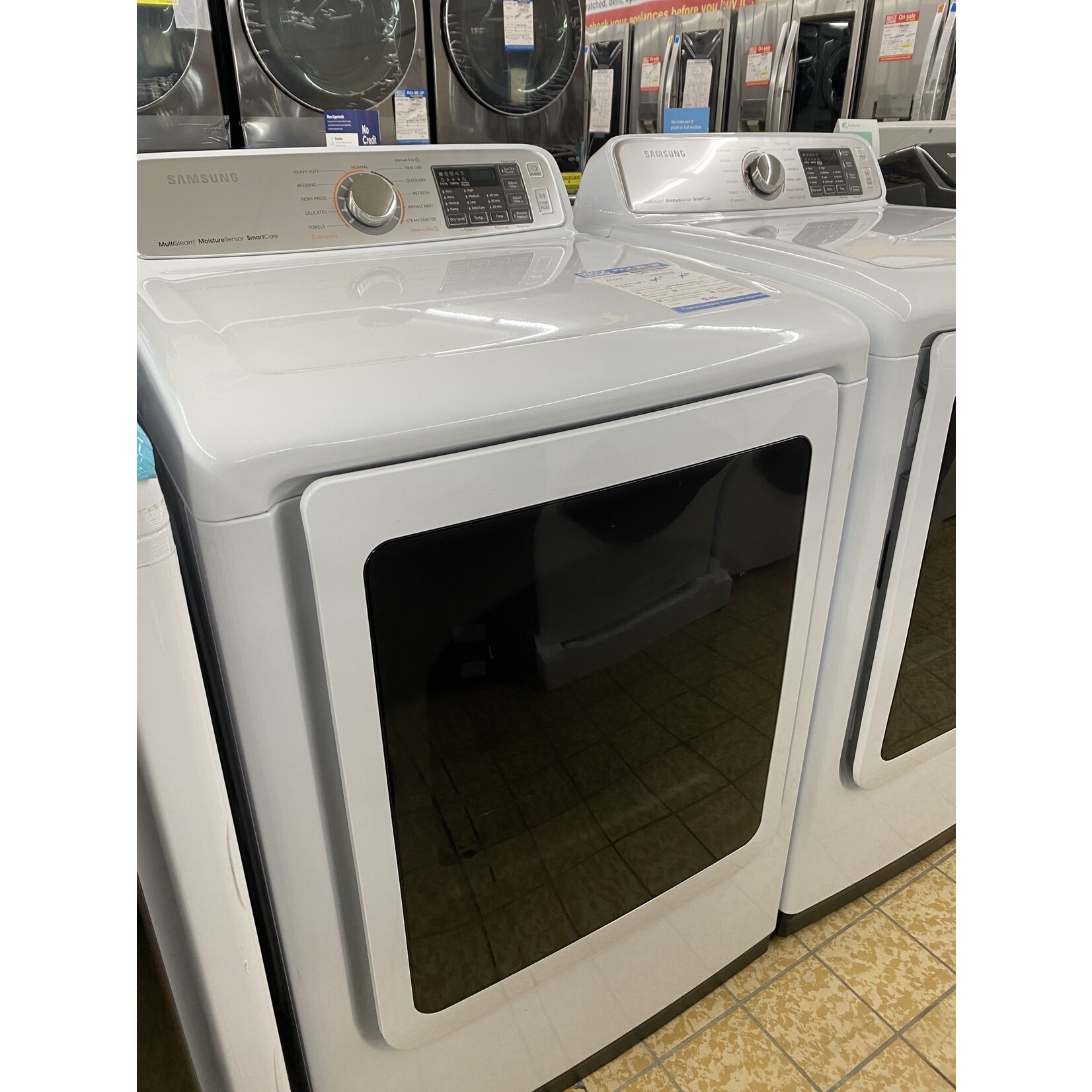 SAMSUNG #DVG50M7450W Samsung 7.4 cf gas TL dryer w/ Multi-Steam