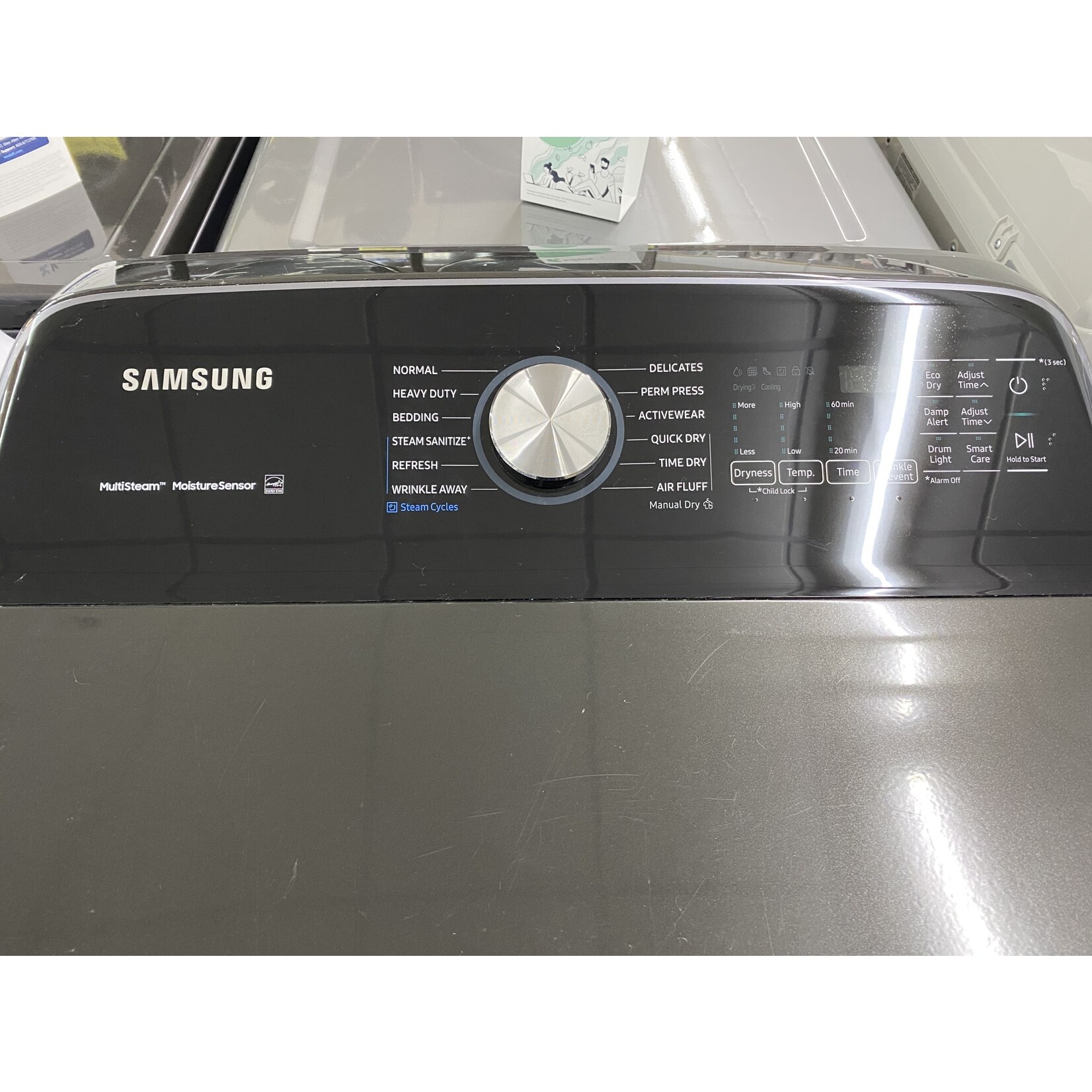 SAMSUNG #DVG54R7600V Samsung 7.4 cu. ft. 120-Volt Black Stainless Steel Gas Dryer with Steam Sanitize+