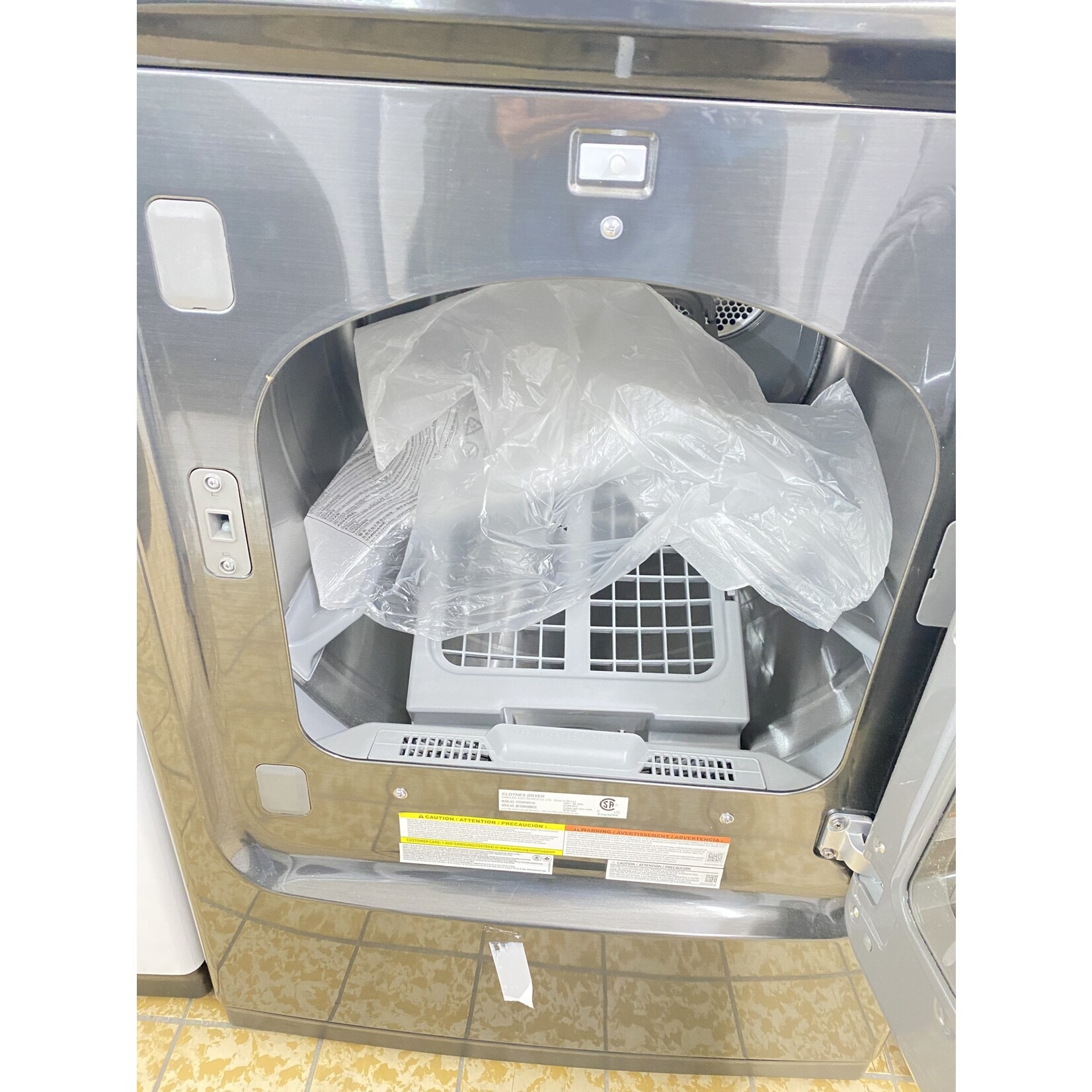 SAMSUNG #DVG54R7600V Samsung 7.4 cu. ft. 120-Volt Black Stainless Steel Gas Dryer with Steam Sanitize+