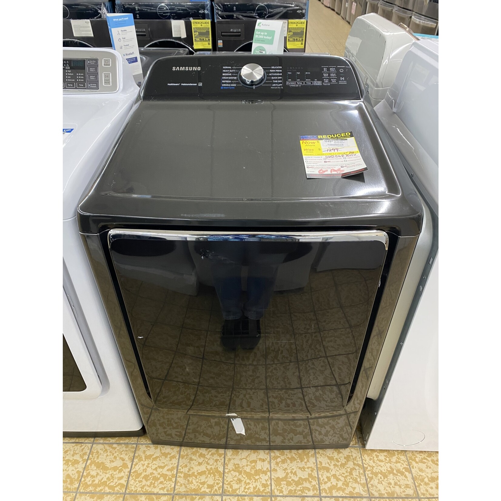 SAMSUNG #DVG54R7600V Samsung 7.4 cu. ft. 120-Volt Black Stainless Steel Gas Dryer with Steam Sanitize+