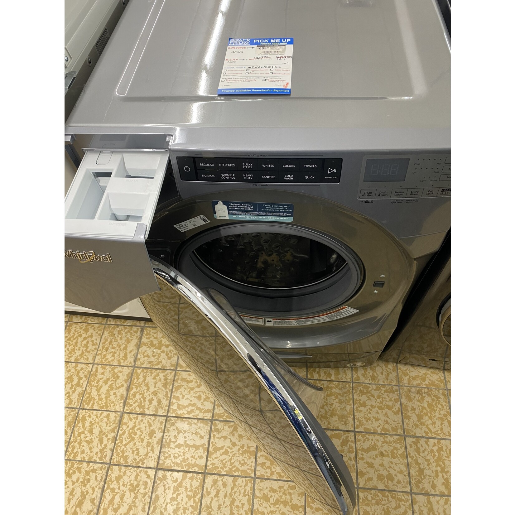 Whirlpool WFW6620HC 4.5 cu. ft. High Efficiency Chrome Shadow Stackable Front Load Washing Machine with Load & Go XL Dispenser, ENERGY STAR