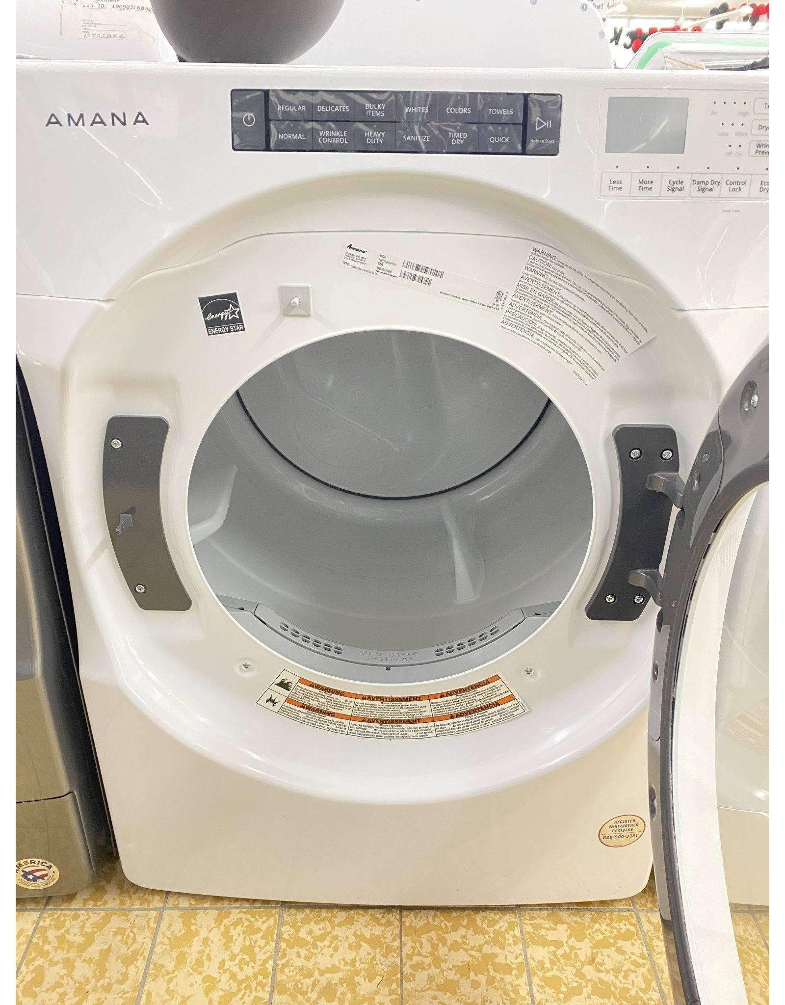 NED5800HW Amana 7.4 cu. ft. White Electric Dryer with Sensor