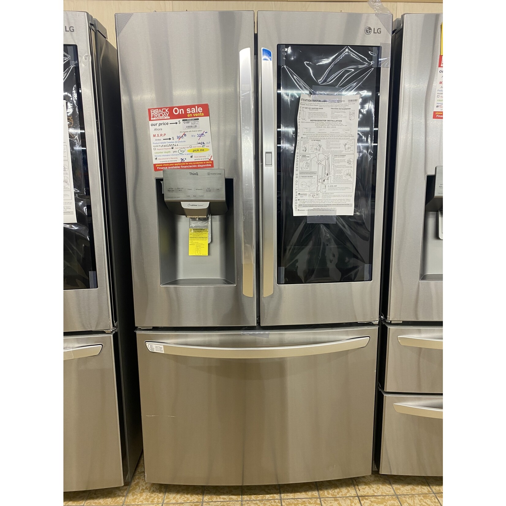 LG Electronics #LFXS28596S LG 28 cu. ft. 3 Door French Door Smart Refrigerator with InstaView Door-in-Door in PrintProof Stainless Steel