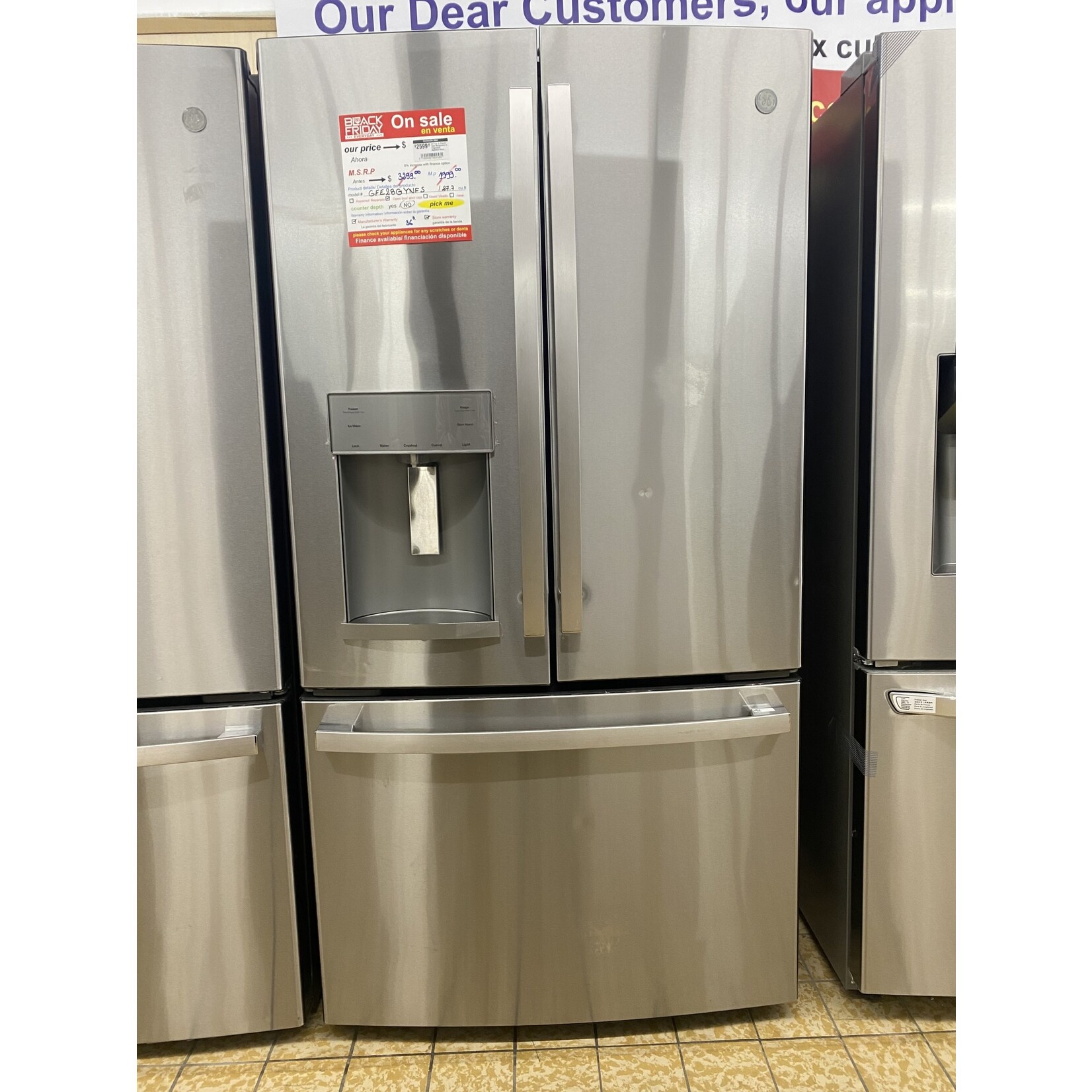 GE #GFE28GYNFS - GE® 27.7 cu. ft. French Door Refrigerator in Fingerprint Resistant Stainless Steel, ENERGY STAR