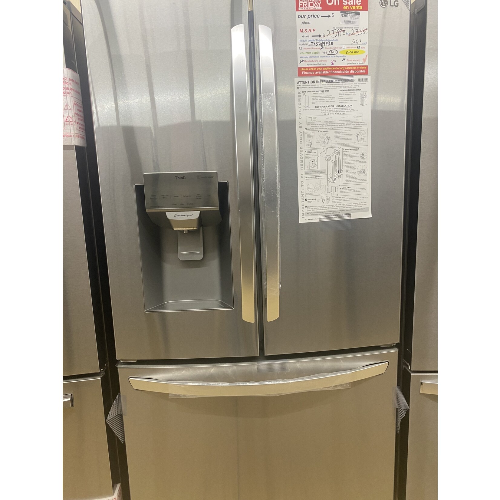 LG Electronics #*LFXS26973S 26.2 cu. ft. French Door Smart Refrigerator with Wi-Fi Enabled in Black Stainless Steel