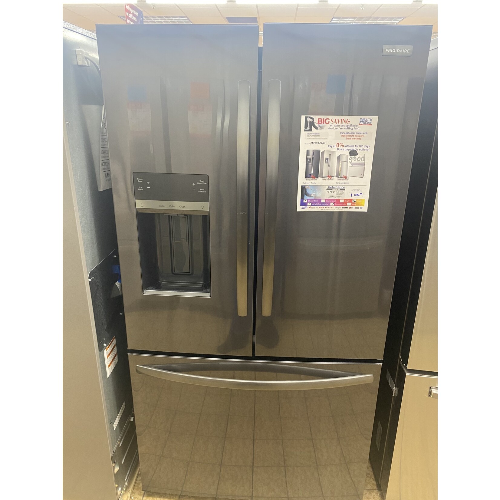 Frigidaire #FRFS2823AD Frigidaire 27.8 Cu. Ft. French Door Refrigerator in Black Stainless Steel