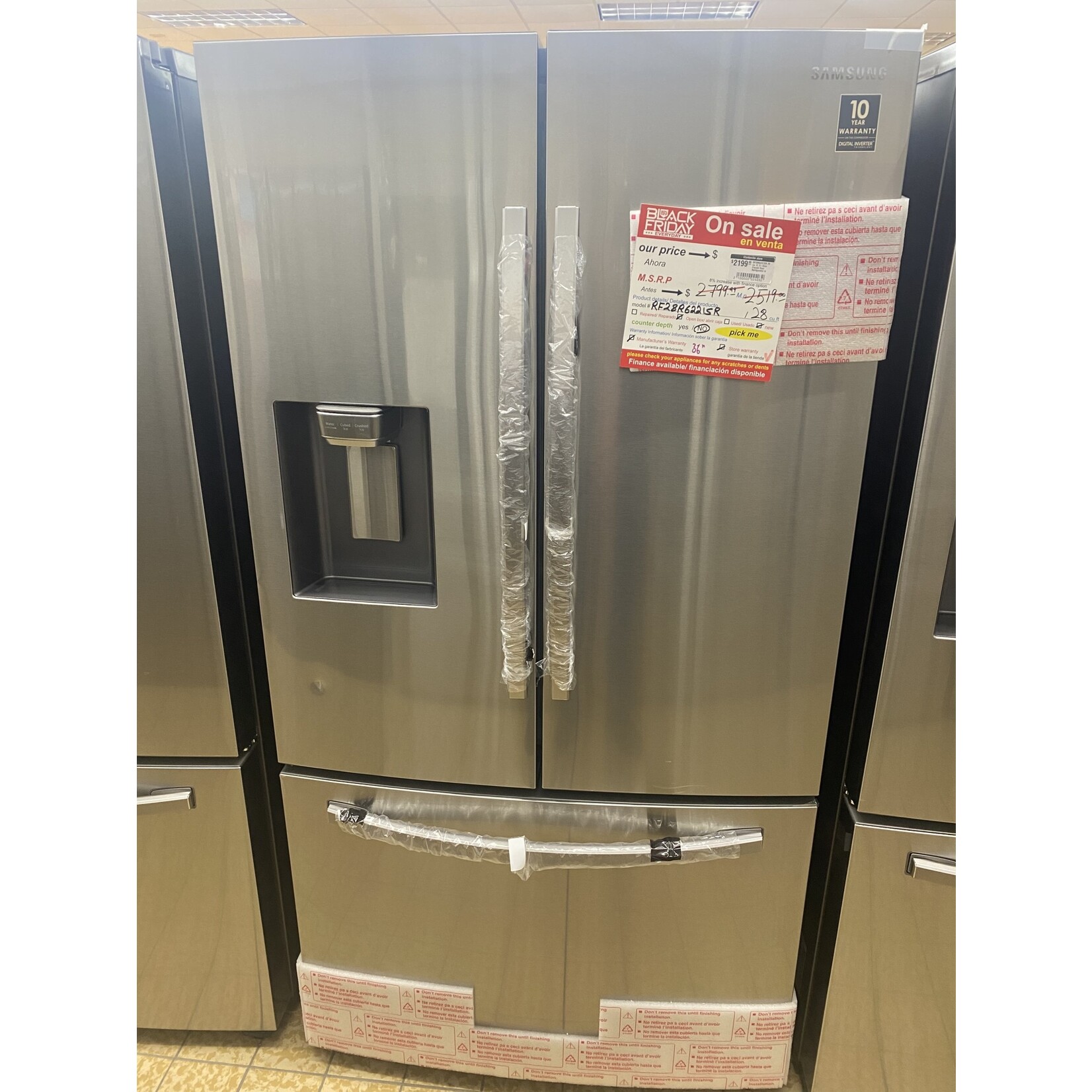 SAMSUNG RF28R6221SR 28 cu. ft. 3-Door French Door Refrigerator in Stainless Steel with AutoFill Water Pitcher