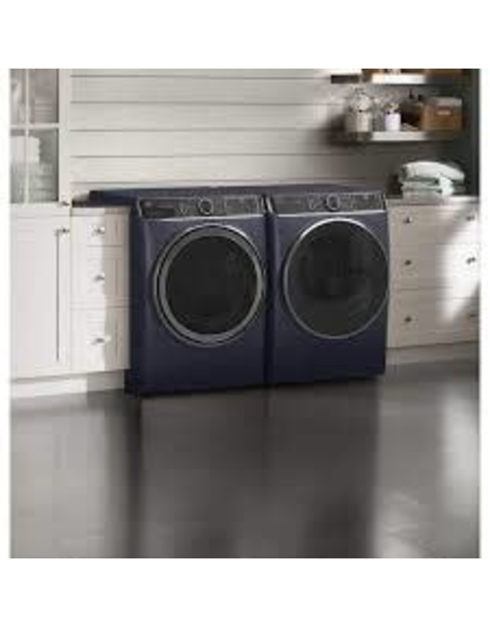 GE PROFILE GFD85ESPN1RS 7.8 cu. ft. Stackable Electric Dryer in Sapphire Blue with Sanitize Cycle, ENERGY STAR