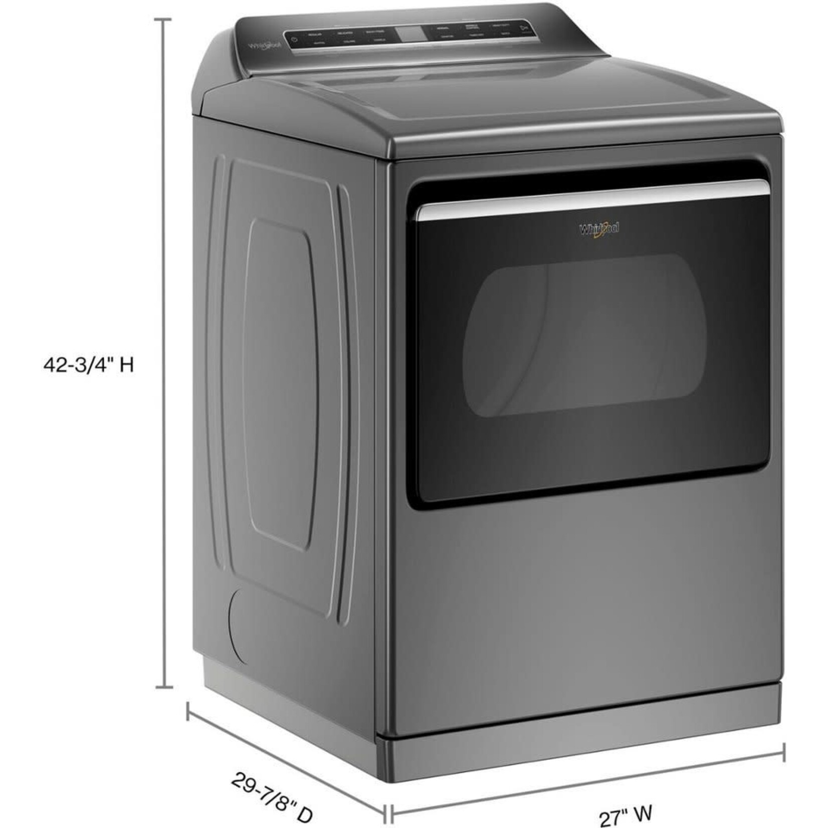 Whirlpool Whirlpool Smart Capable 7.4-cu ft Hamper DoorSteam Cycle Smart Gas Dryer (Chrome Shadow) ENERGY STAR