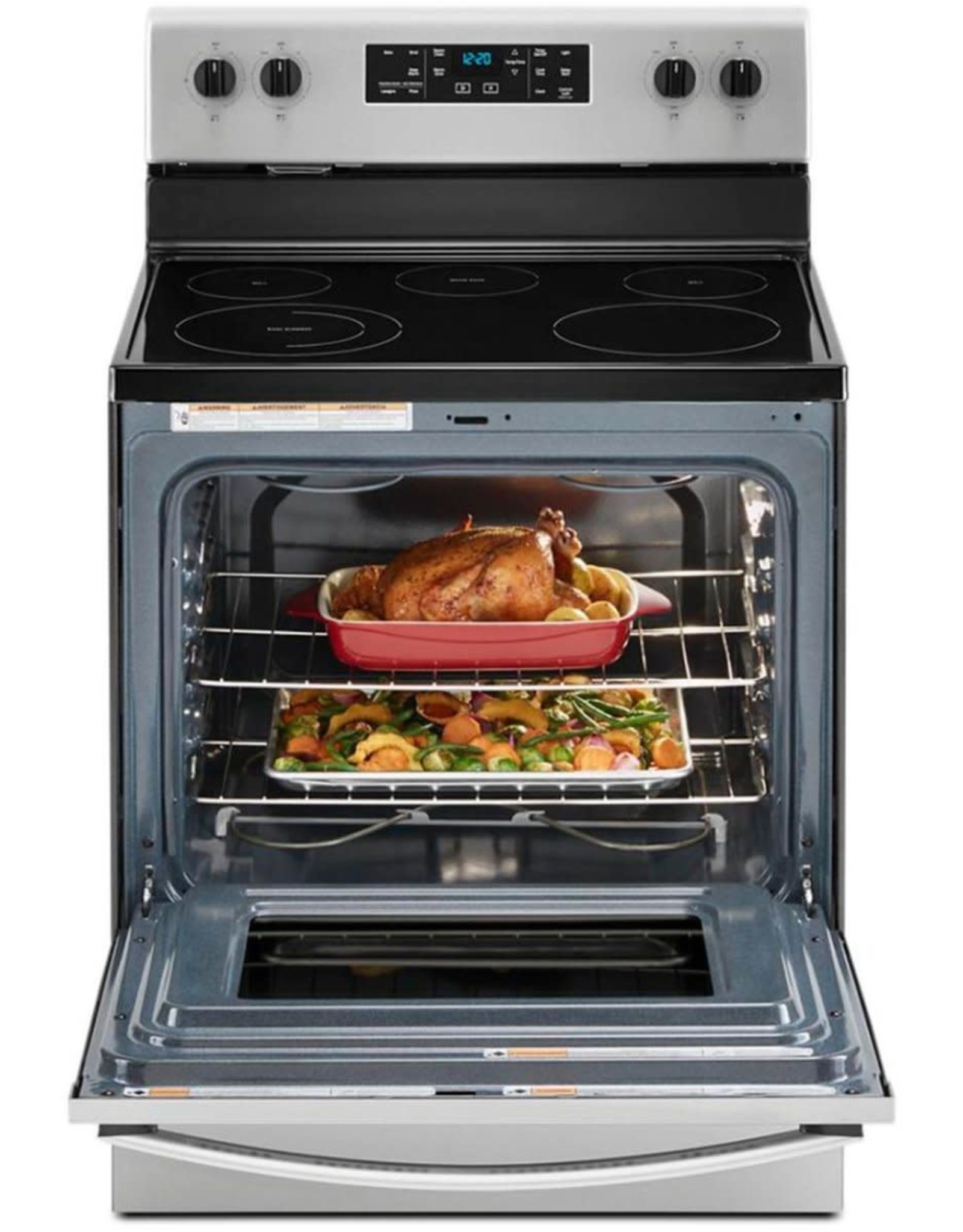 Ck. Whirlpool  30 in. 5.3 cu. ft. Electric Range with 5-Elements and Frozen Bake Technology in Fingerprint Resistant Stainless Steel