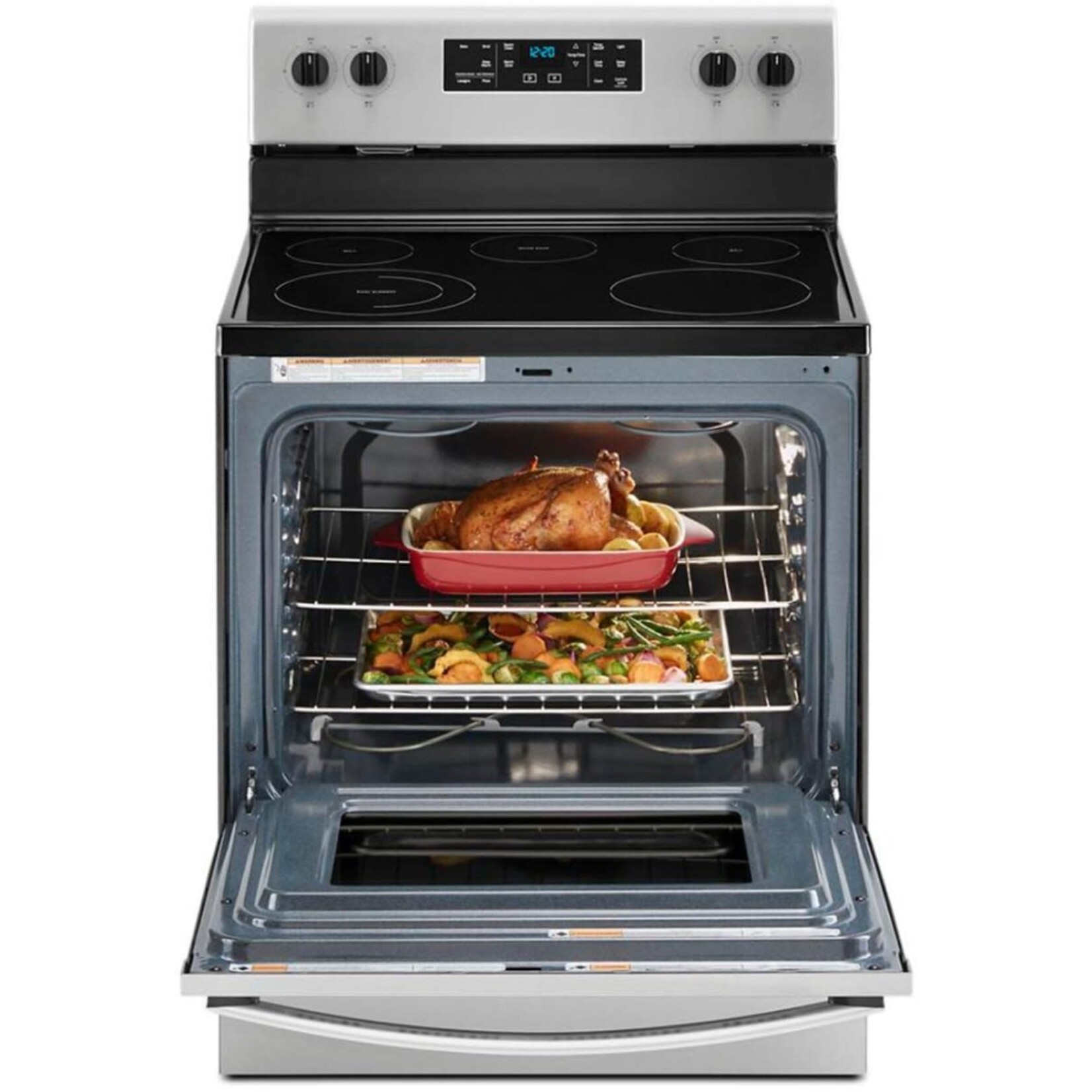 Ck. Whirlpool  30 in. 5.3 cu. ft. Electric Range with 5-Elements and Frozen Bake Technology in Fingerprint Resistant Stainless Steel