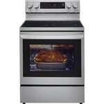 LG Electronics #LREL6325F LG Electronics  6.3 cu. ft. Smart True Convection InstaView Electric Range Single Oven with Air Fry in Printproof Stainless Steel