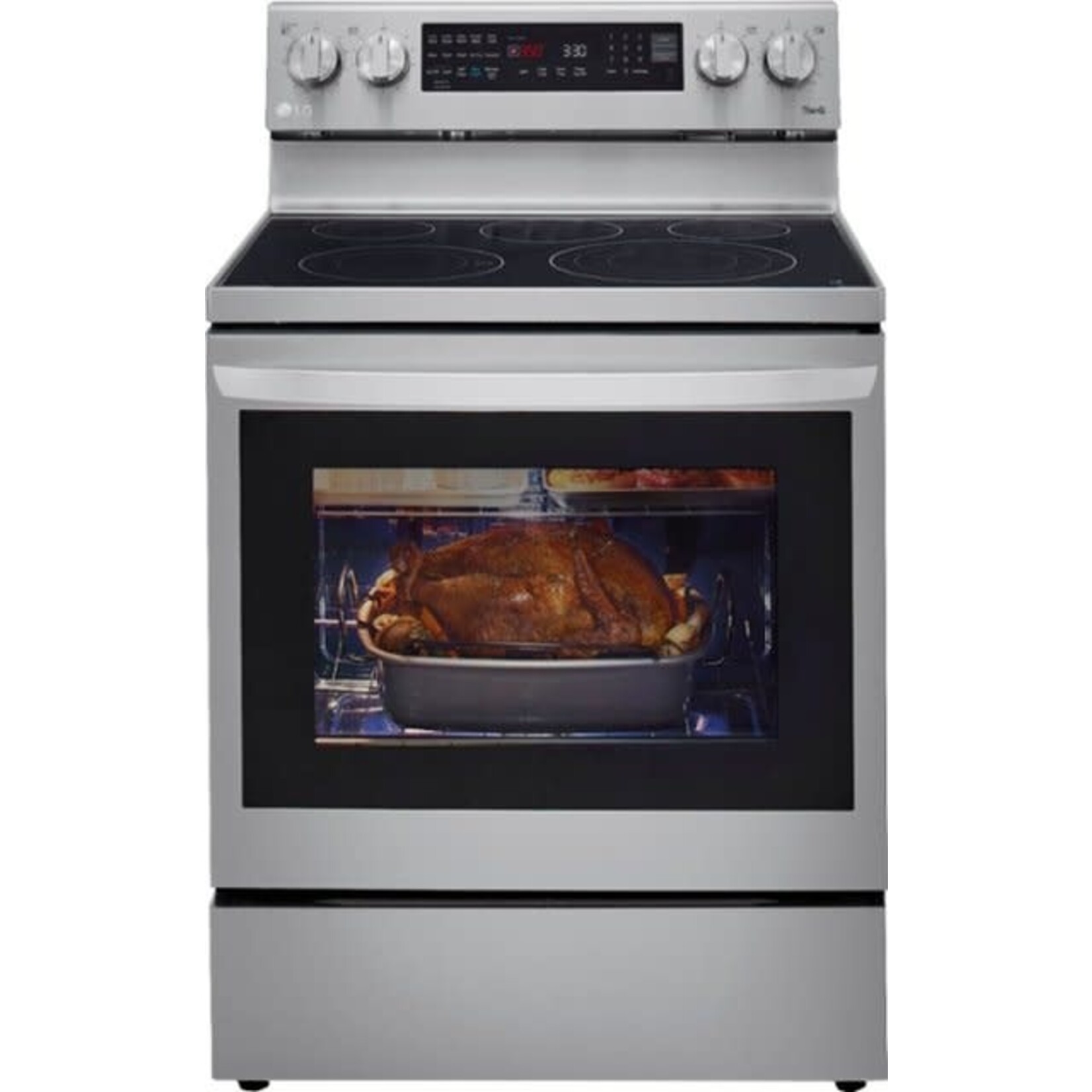 LG Electronics #LREL6325F LG Electronics  6.3 cu. ft. Smart True Convection InstaView Electric Range Single Oven with Air Fry in Printproof Stainless Steel