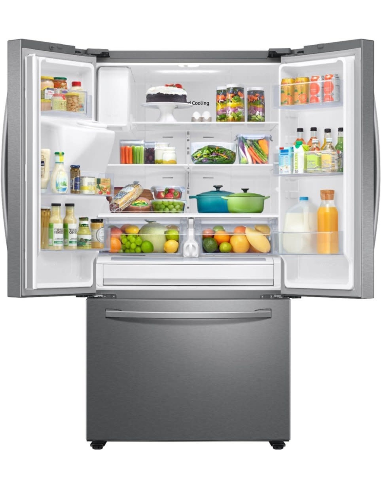 SAMSUNG RF27T5241SR Samsung - 27 cu. ft. Large Capacity 3-Door French Door Refrigerator with External Water & Ice Dispenser - Stainless steel