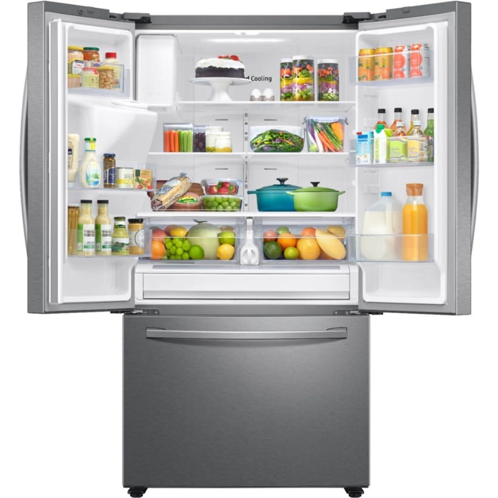 SAMSUNG #RF27T5241SR Samsung - 27 cu. ft. Large Capacity 3-Door French Door Refrigerator with External Water & Ice Dispenser - Stainless steel