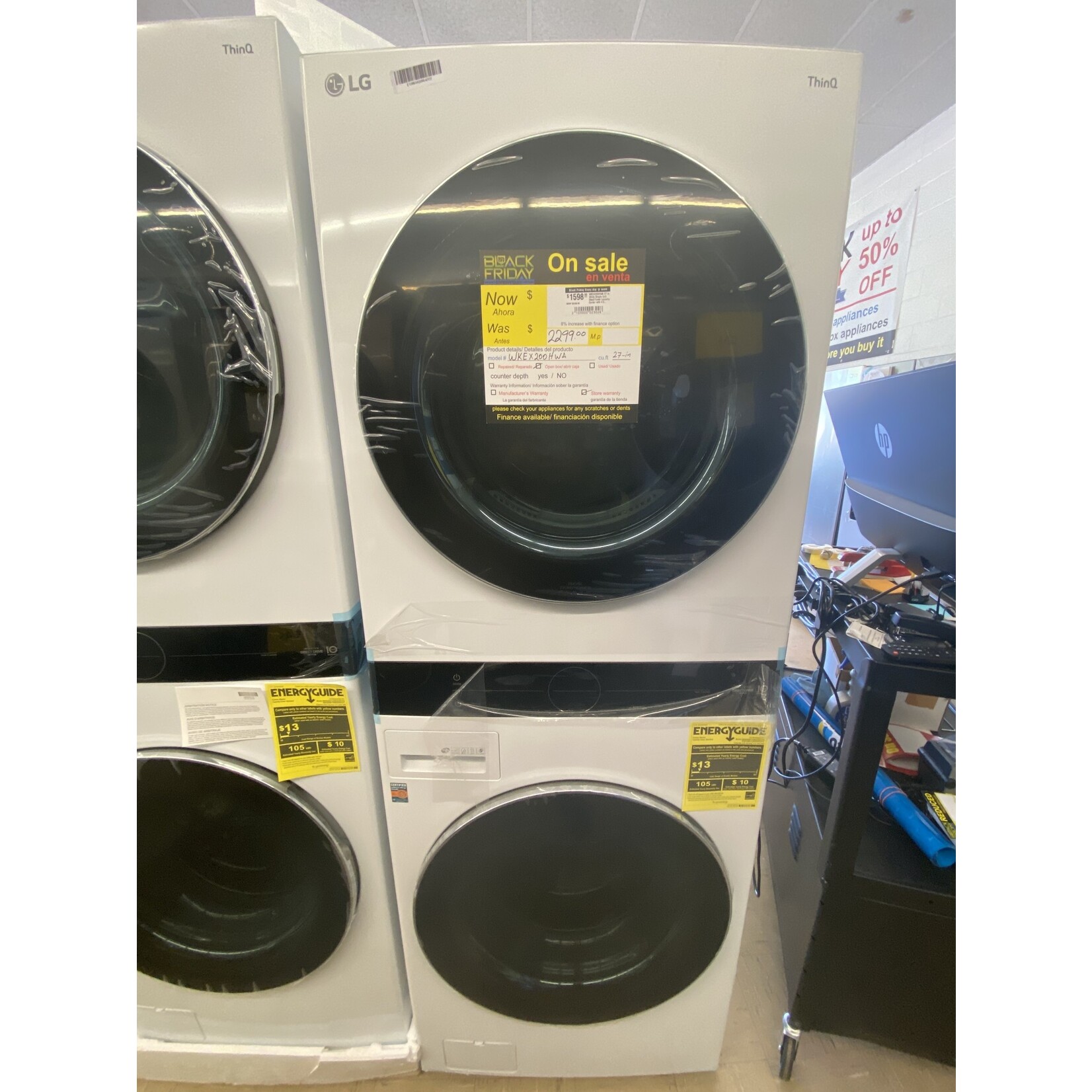 LG WKEX200HWA 27 in. White Single Unit WashTower Laundry Center with 4.5 cu. ft. Washer and 7.4 cu. ft. Electric Dryer