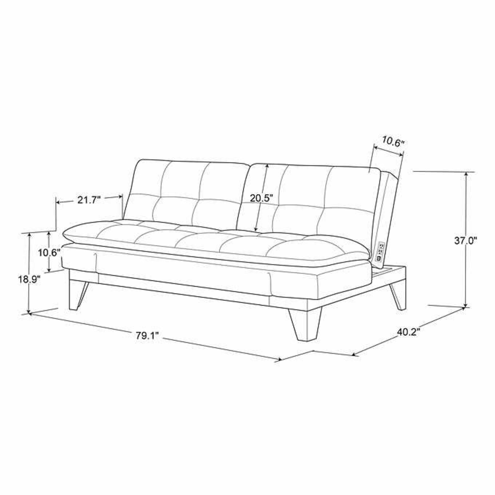 1570186 Serta Reuben 78.7'' Tufted Multi-Functional Convertible Sleeper Sofa