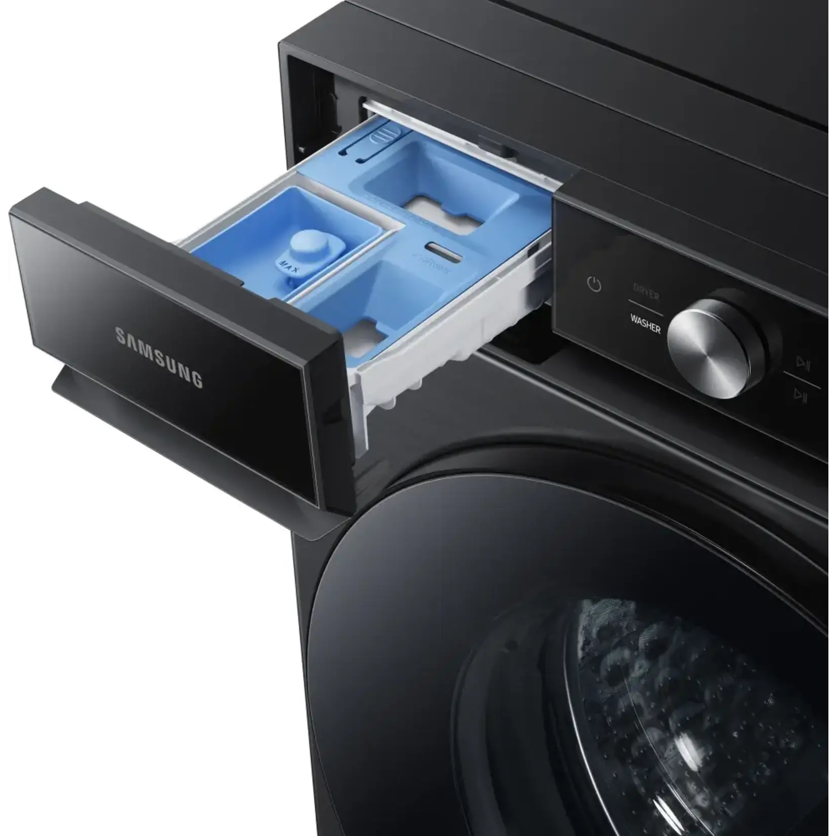 SAMSUNG #WF53BB8700AV - SAMSUNG Bespoke 5.3 cu. ft. Ultra-Capacity Smart Front Load Washer in Brushed Black with Super Speed Wash and AI Smart Dial