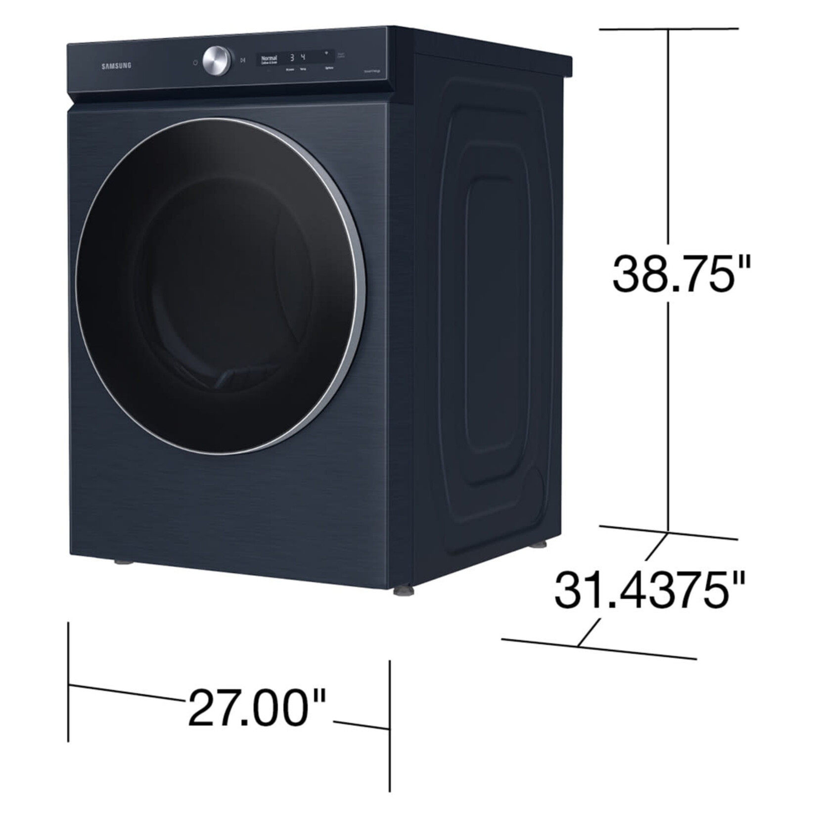 SAMSUNG #DVE53BB8900D  Samsung Bespoke 7.6-cu ft Stackable Steam Cycle Smart Electric Dryer (Brushed Navy) ENERGY STAR