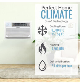 KEYSTONE Keystone 8,000 BTU 115V Through-the-Wall Air Conditioner with 4,200 BTU Supplemental Heat Capability