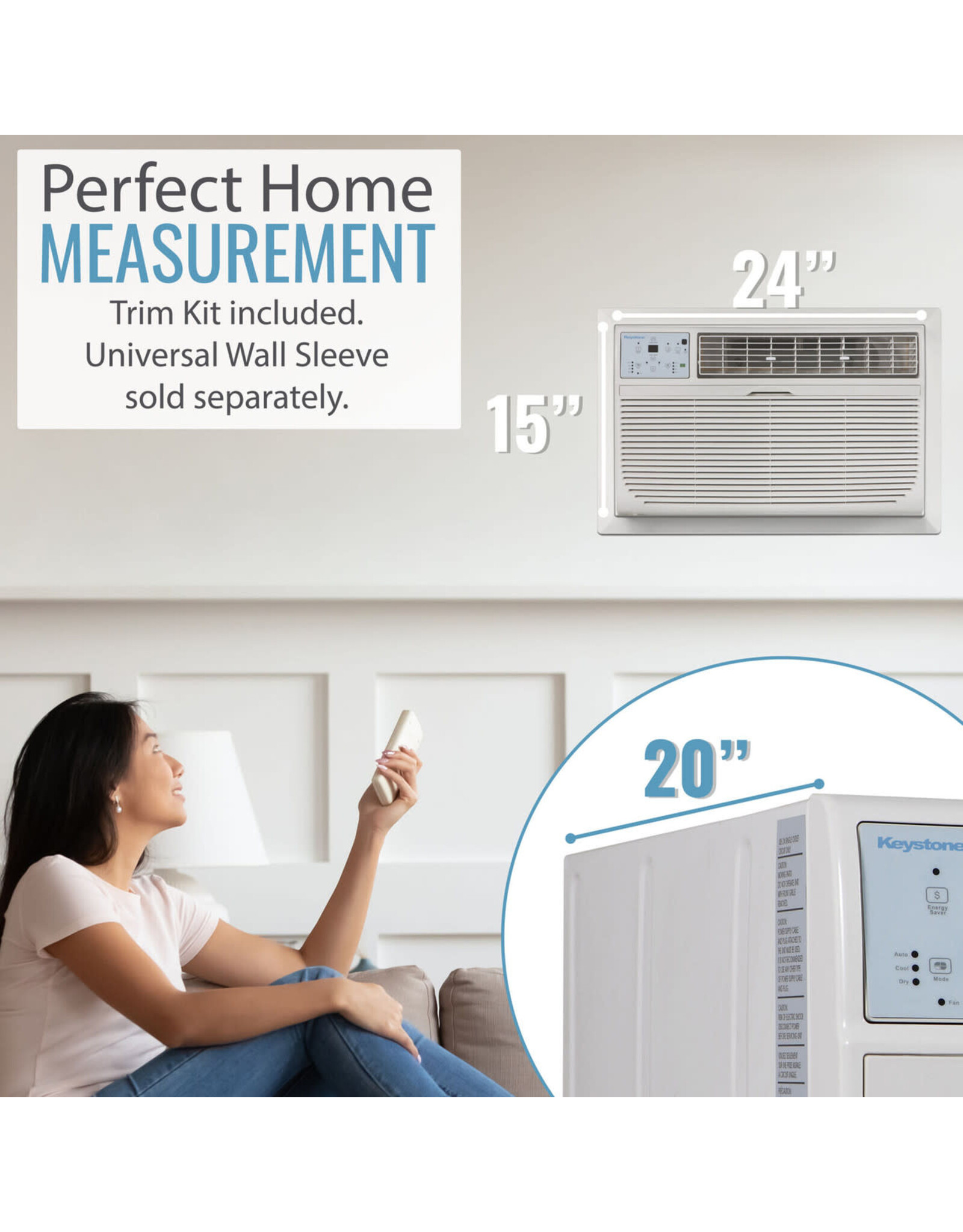 KEYSTONE Keystone 8,000 BTU 115V Through-the-Wall Air Conditioner with 4,200 BTU Supplemental Heat Capability