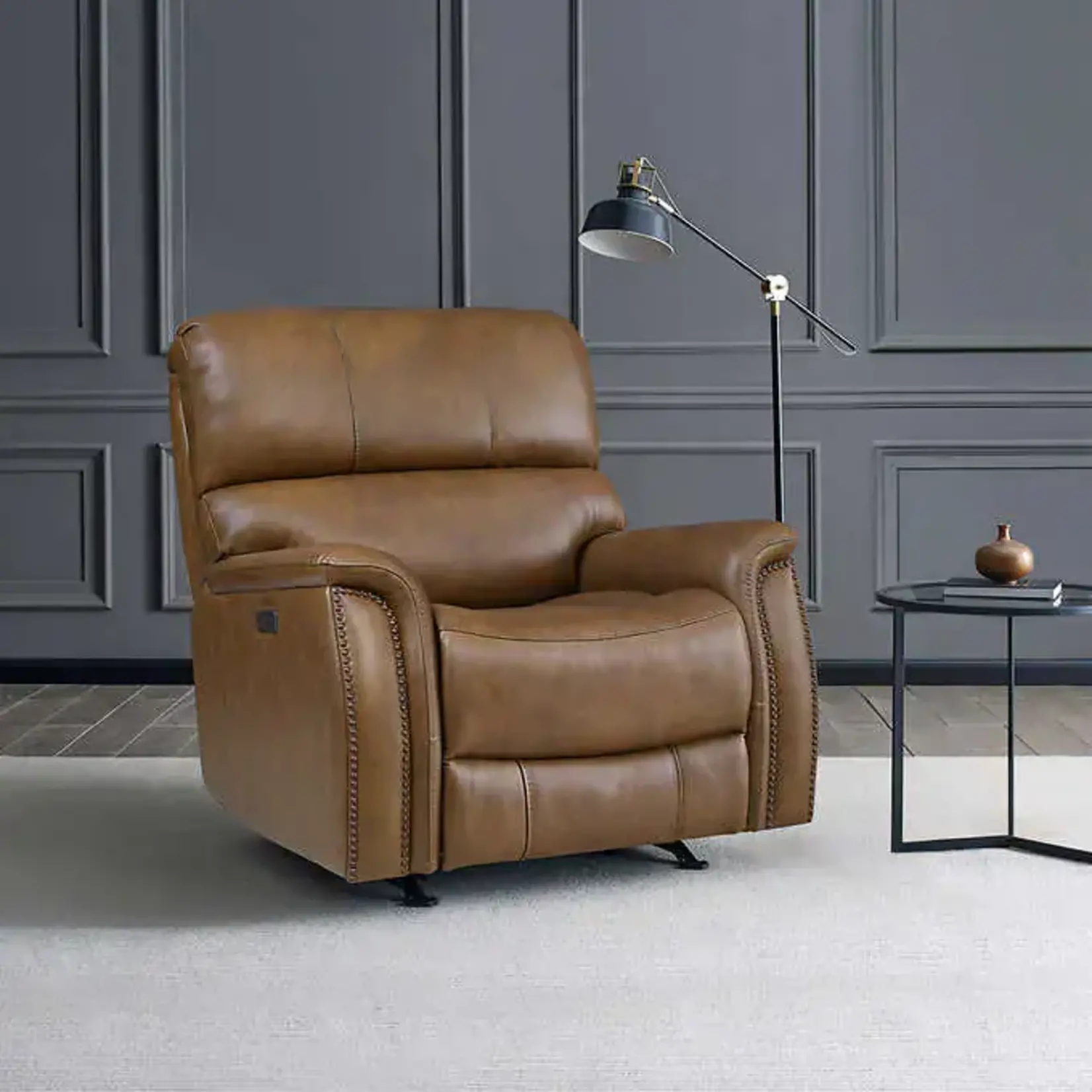 #1656721 Barcalounger Presley Leather Power Rocker Recliner with Power Headrest