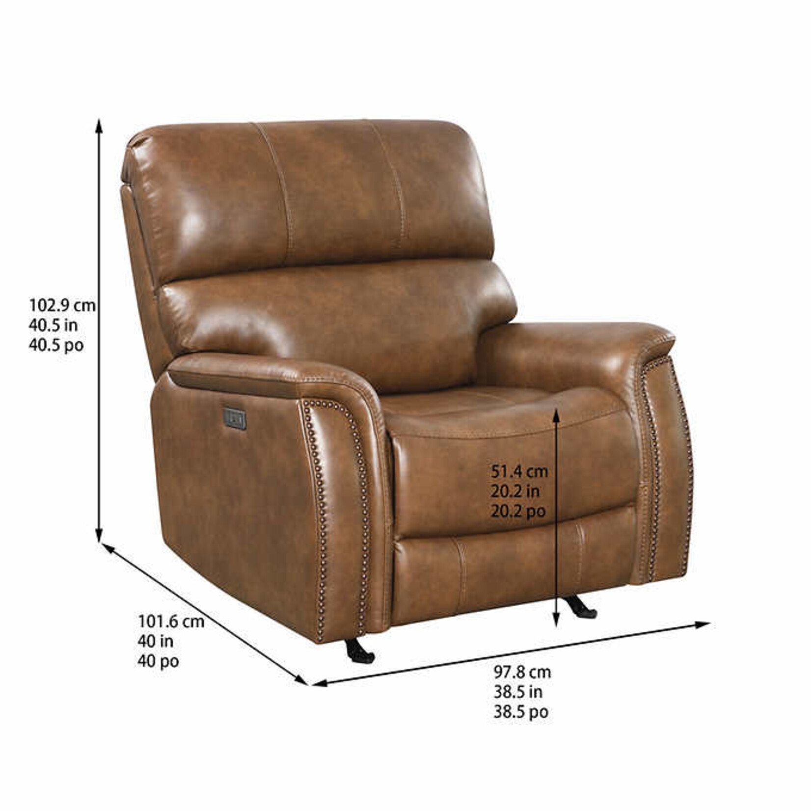 #1656721 Barcalounger Presley Leather Power Rocker Recliner with Power Headrest