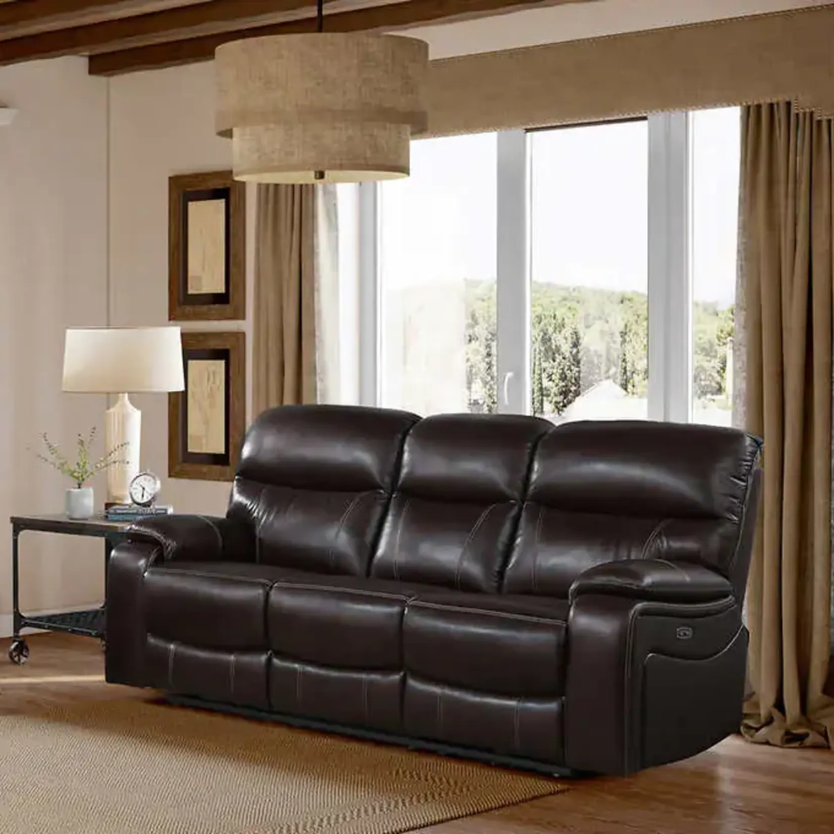 1441837 Fallon Leather Power Reclining Sofa with Power Headrests