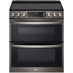 LG LTEL7337D LG 7.3 cu. ft. Smart Double Oven Slide-In Electric Range with ProBake and InstaView in PrintProof Black Stainless Steel