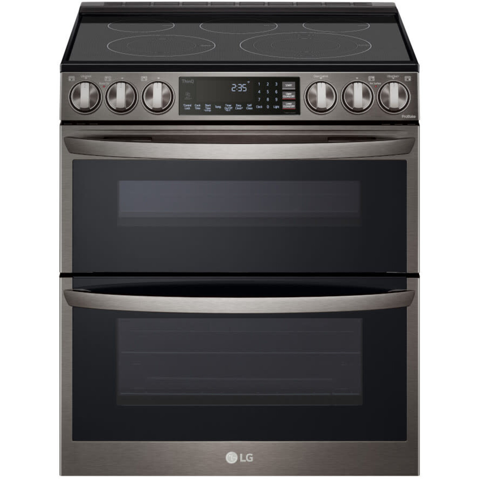 LG LTEL7337D  LG 7.3 cu. ft. Smart Double Oven Slide-In Electric Range with ProBake and InstaView in PrintProof Black Stainless Steel