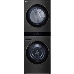 LG LG - 5.0 Cu. Ft. HE Smart Front Load Washer and 7.4 Cu. Ft. Gas Dryer WashTower with Steam and Center Control - Black Steel
