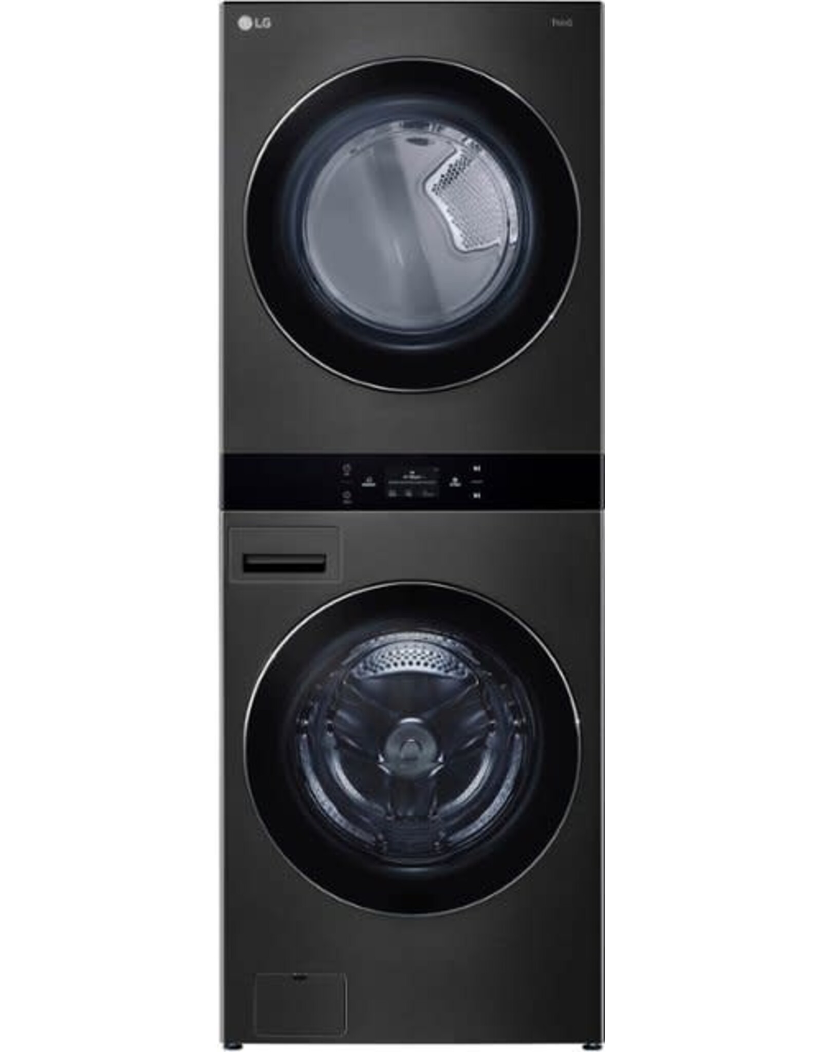 lg LG - 5.0 Cu. Ft. HE Smart Front Load Washer and 7.4 Cu. Ft. Gas Dryer WashTower with Steam and Center Control - Black Steel