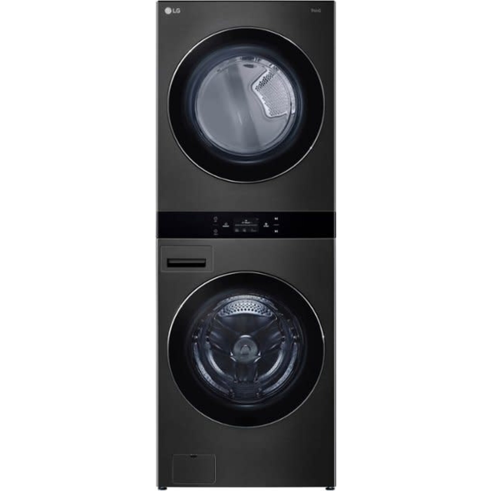 LG LG - 5.0 Cu. Ft. HE Smart Front Load Washer and 7.4 Cu. Ft. Gas Dryer WashTower with Steam and Center Control - Black Steel