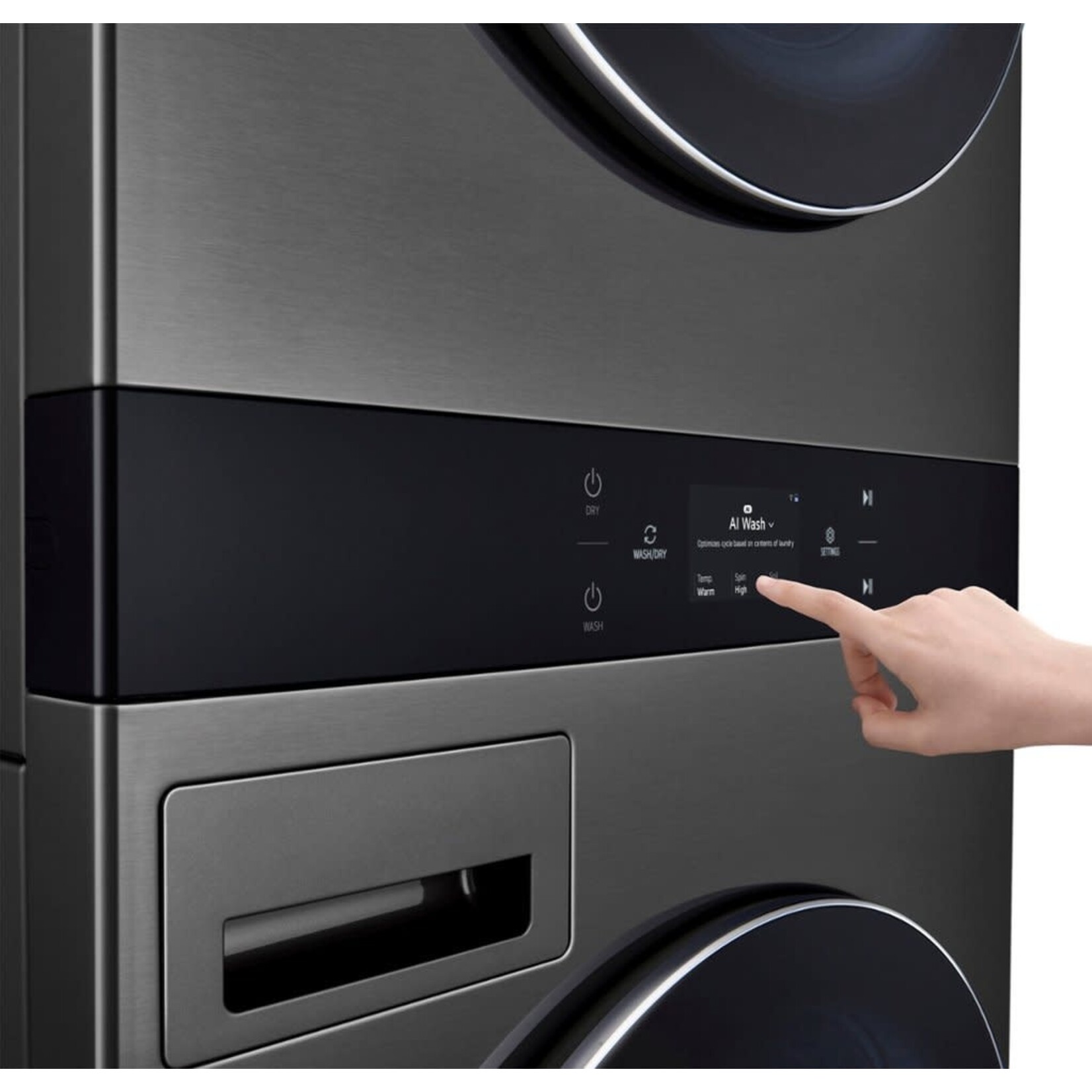 LG LG - 5.0 Cu. Ft. HE Smart Front Load Washer and 7.4 Cu. Ft. Gas Dryer WashTower with Steam and Center Control - Black Steel